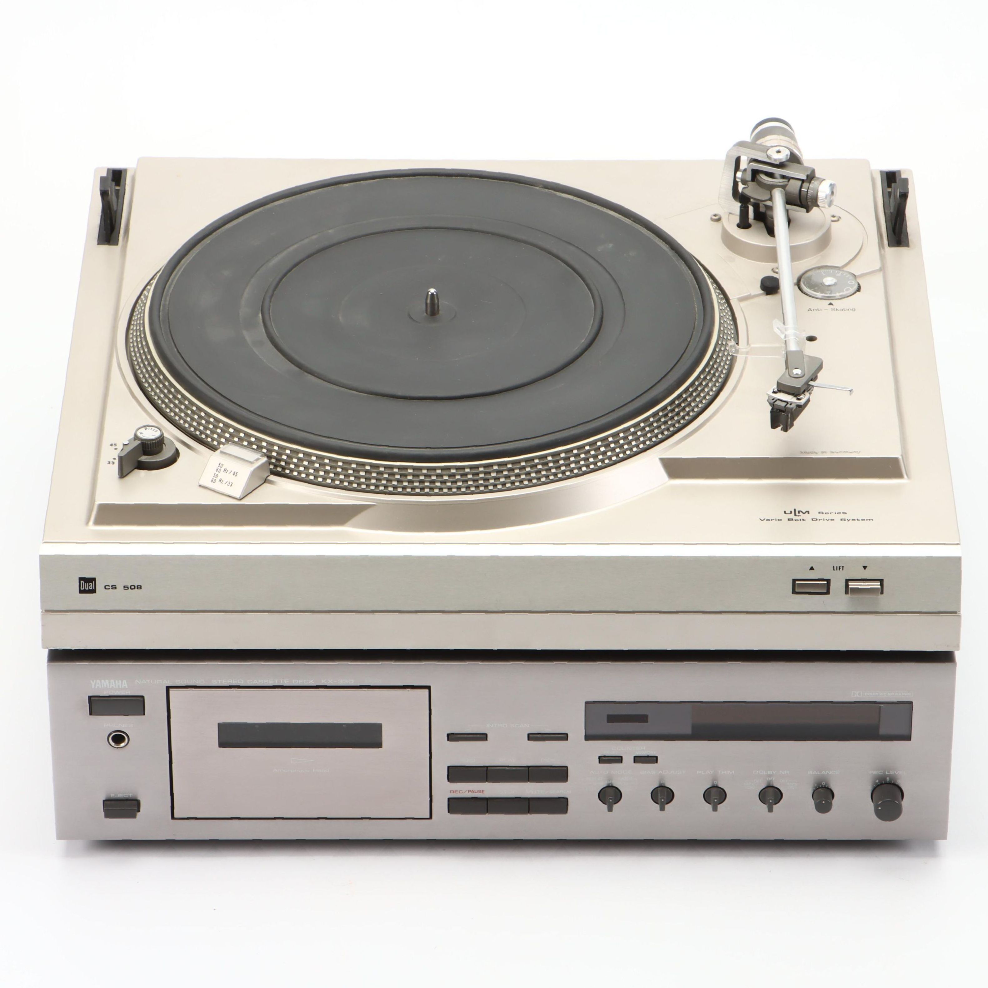 Dual CS 508 Turntable with Yamaha KX-330 Cassette Deck, Late 20th Century