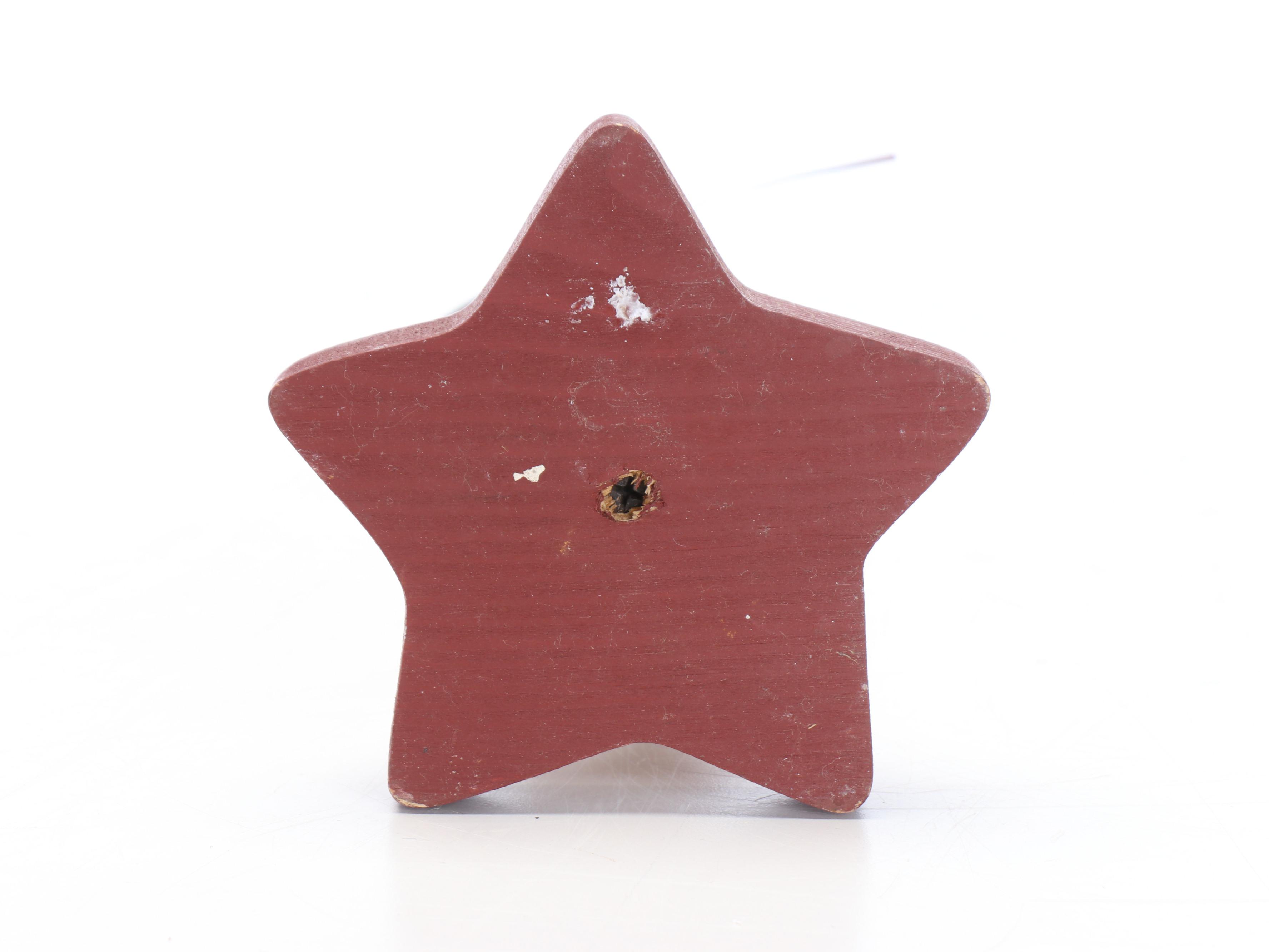 Folk Art Style Paint-Decorated Wooden Santa Claus Figure and Walking Sticks