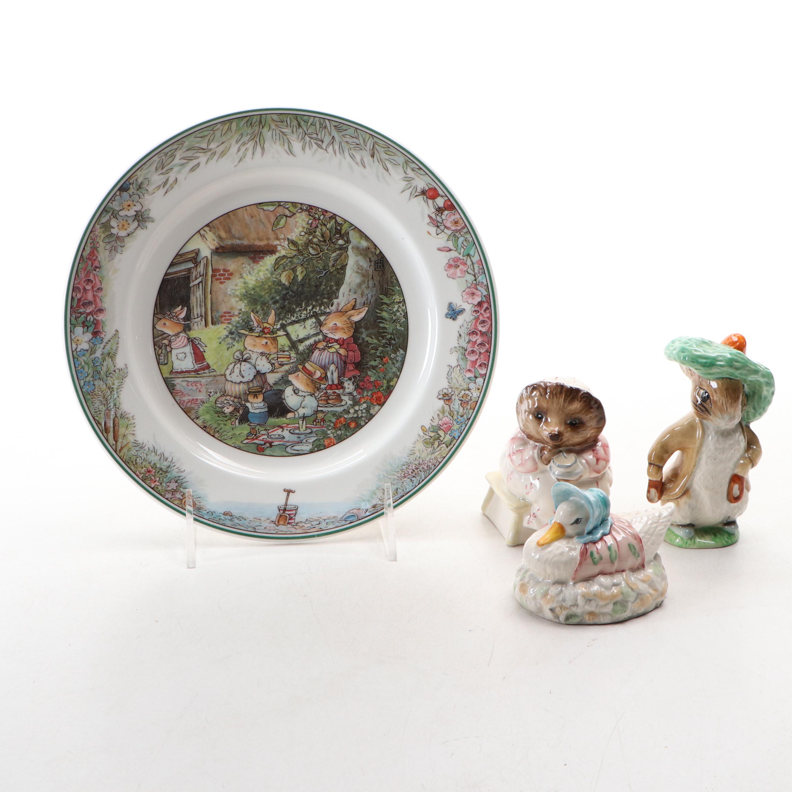 Beswick Beatrix Potter Figurines with Villeroy & Boch Foxwood Tales Plate