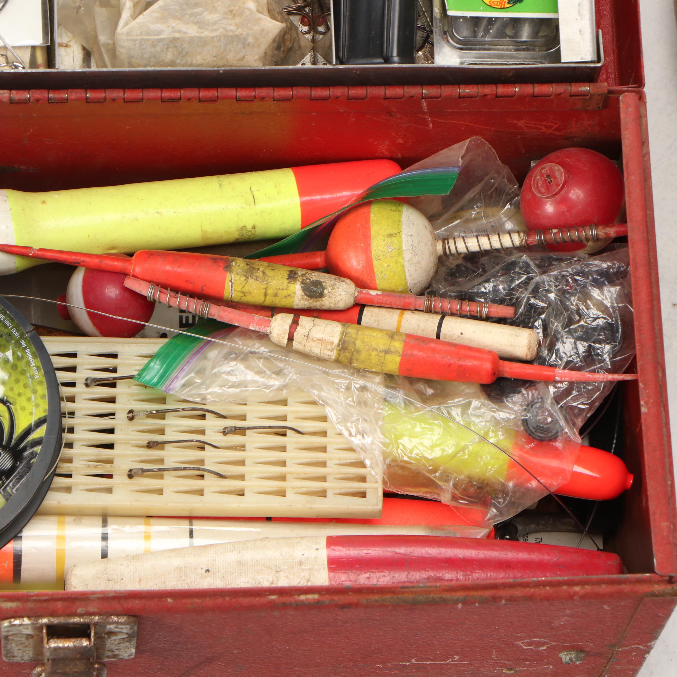 Fishing Rods with Rod Display Reel, Tackle Box, and Supplies