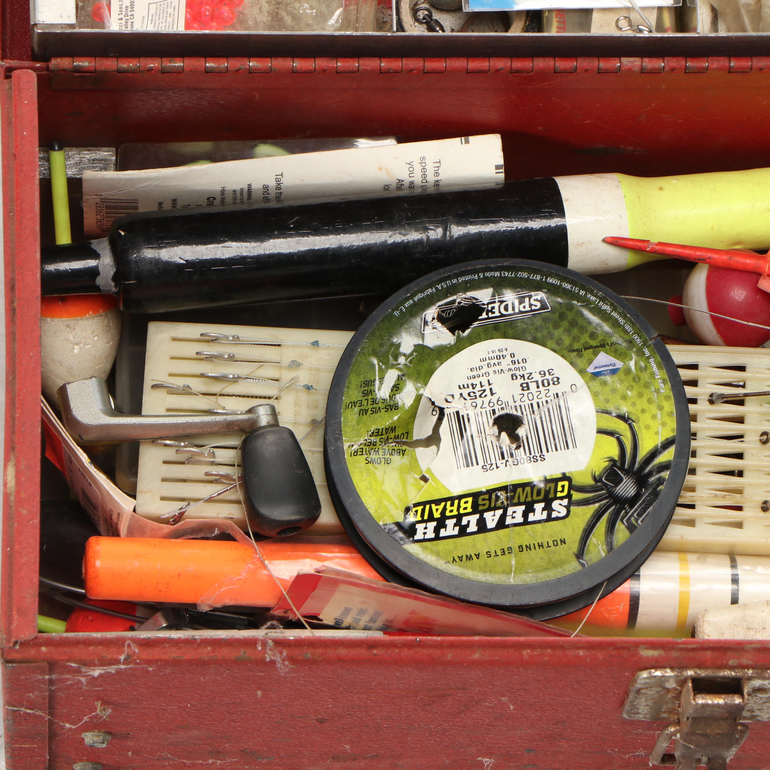 Fishing Rods with Rod Display Reel, Tackle Box, and Supplies