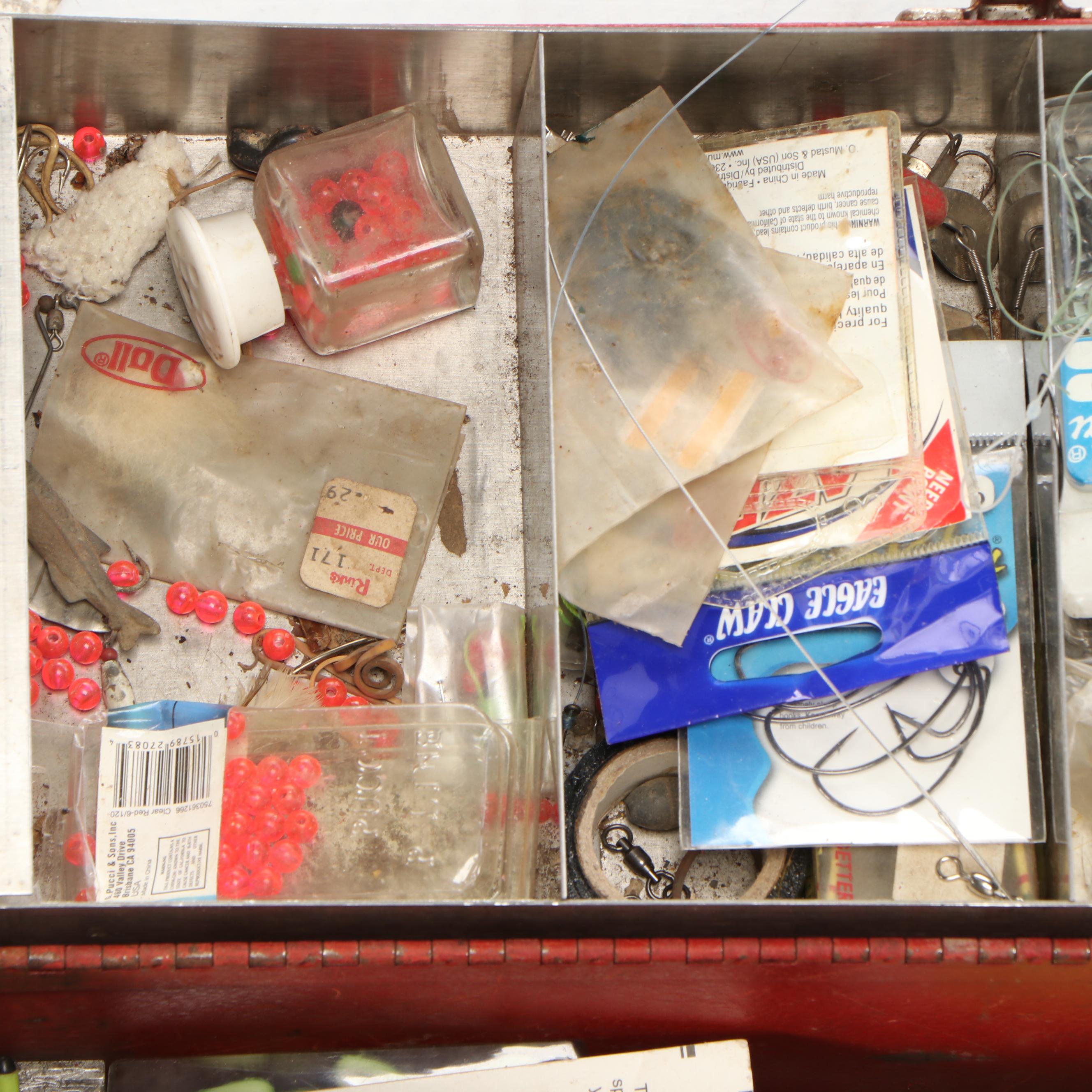 Fishing Rods with Rod Display Reel, Tackle Box, and Supplies