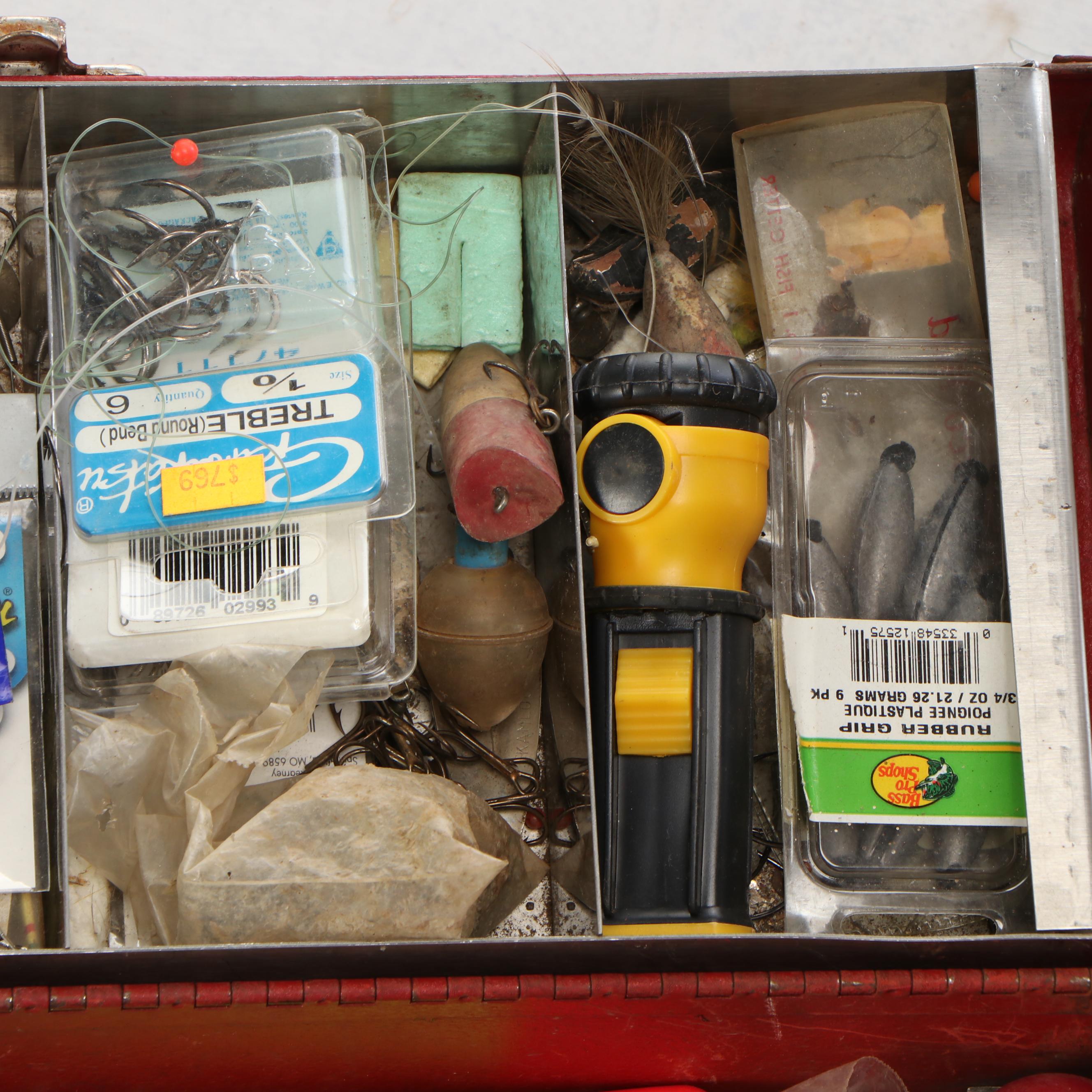 Fishing Rods with Rod Display Reel, Tackle Box, and Supplies