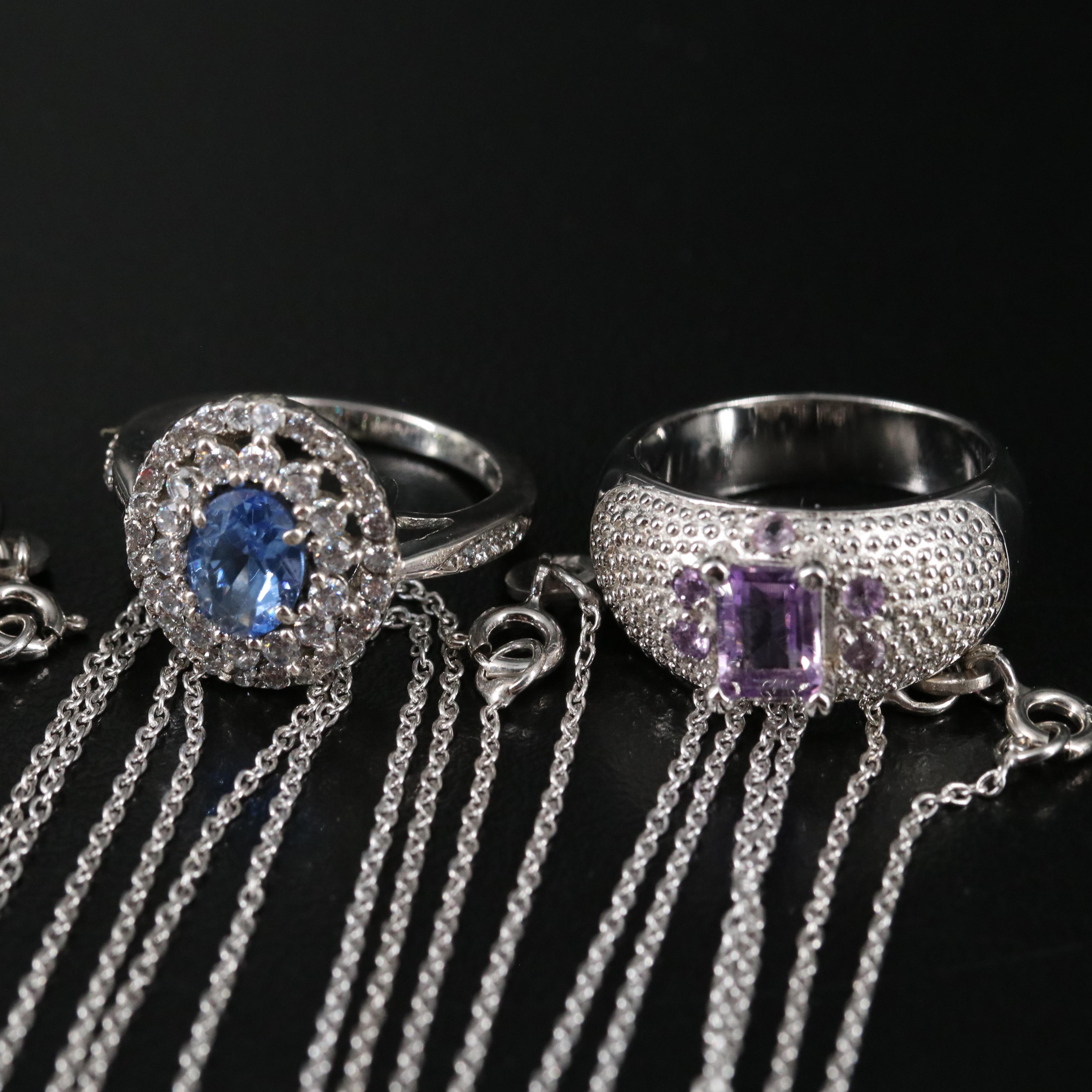 14 Assorted Sterling Silver Rings, Necklaces, Earrings, and Pendants