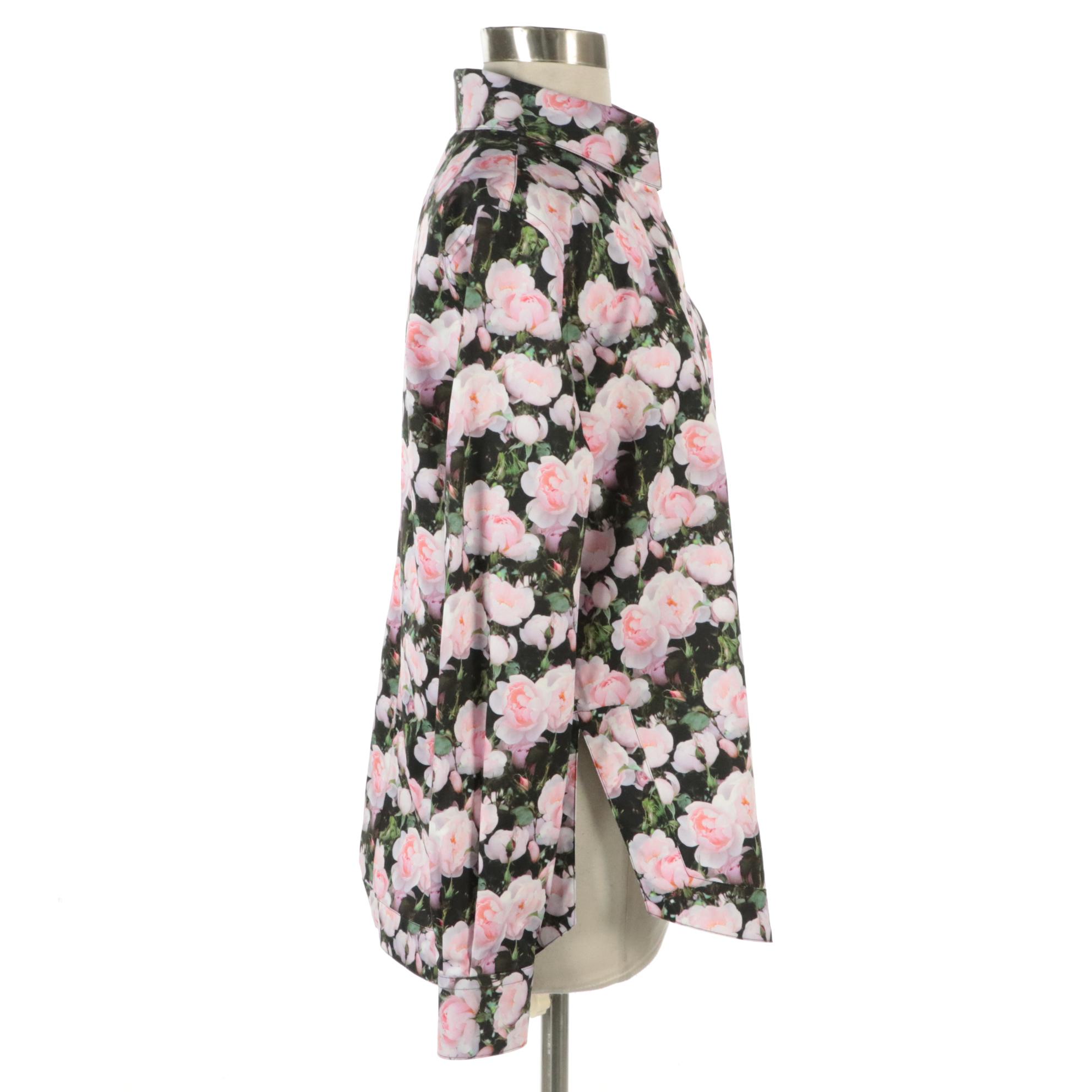 Givenchy Pink Floral Print Cotton Button-Up Shirt, With Tags