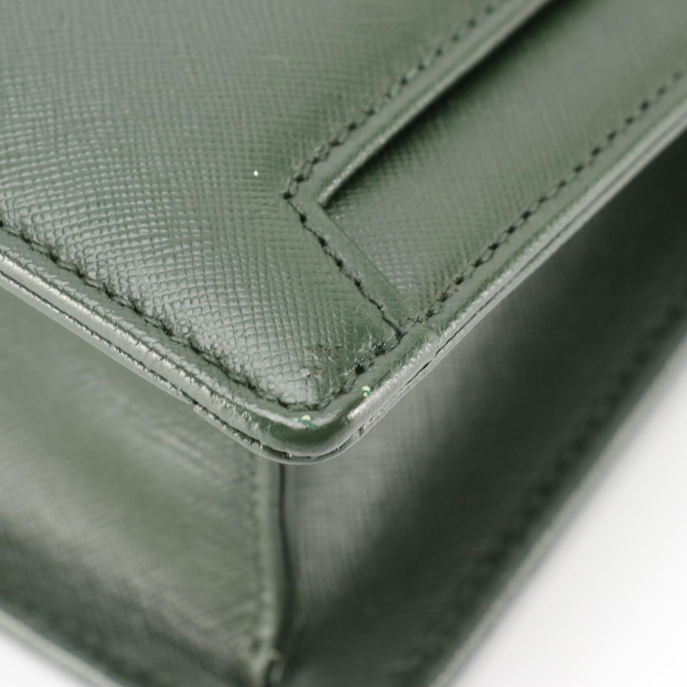 Burberry Top Handle Briefcase Bag in Dark Green Saffiano Leather
