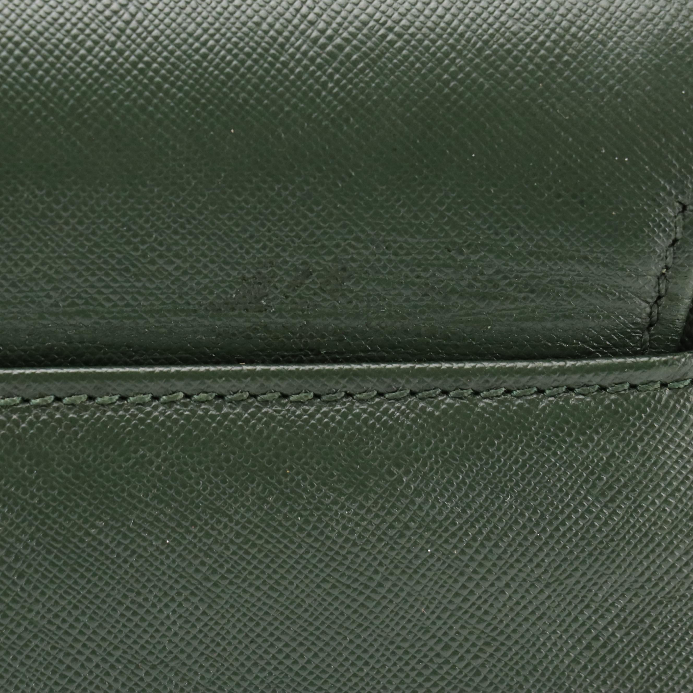 Burberry Top Handle Briefcase Bag in Dark Green Saffiano Leather
