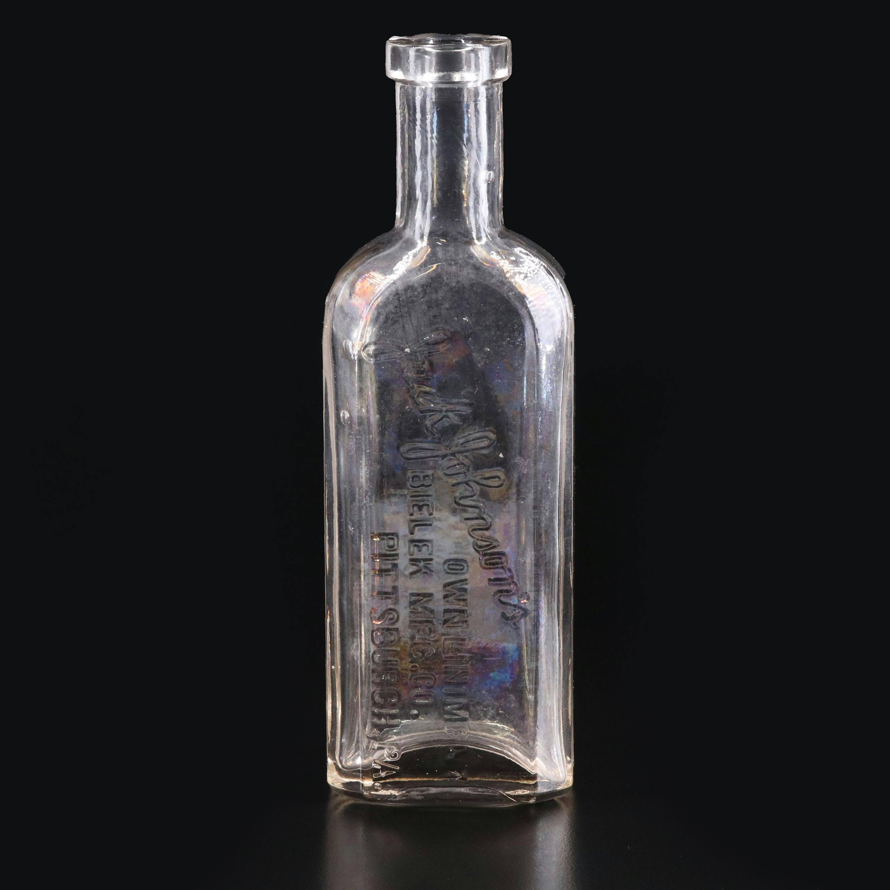 Bielek Mfg. Co "Jack Johnson's Own" Liniment Glass Bottle, Early 20th Century