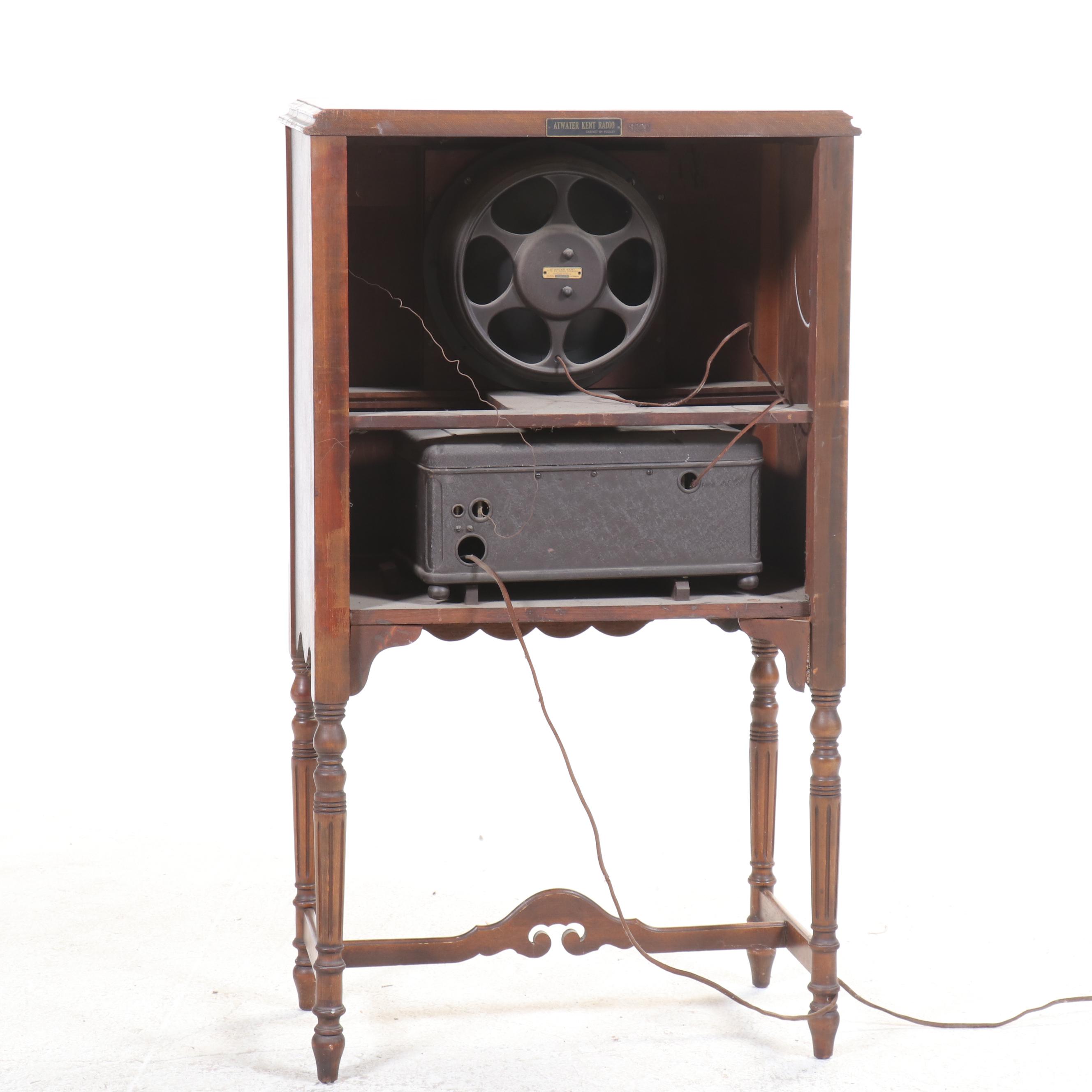 Pooley Radio Cabinet with Atwater Kent Radio, Early 20th Century