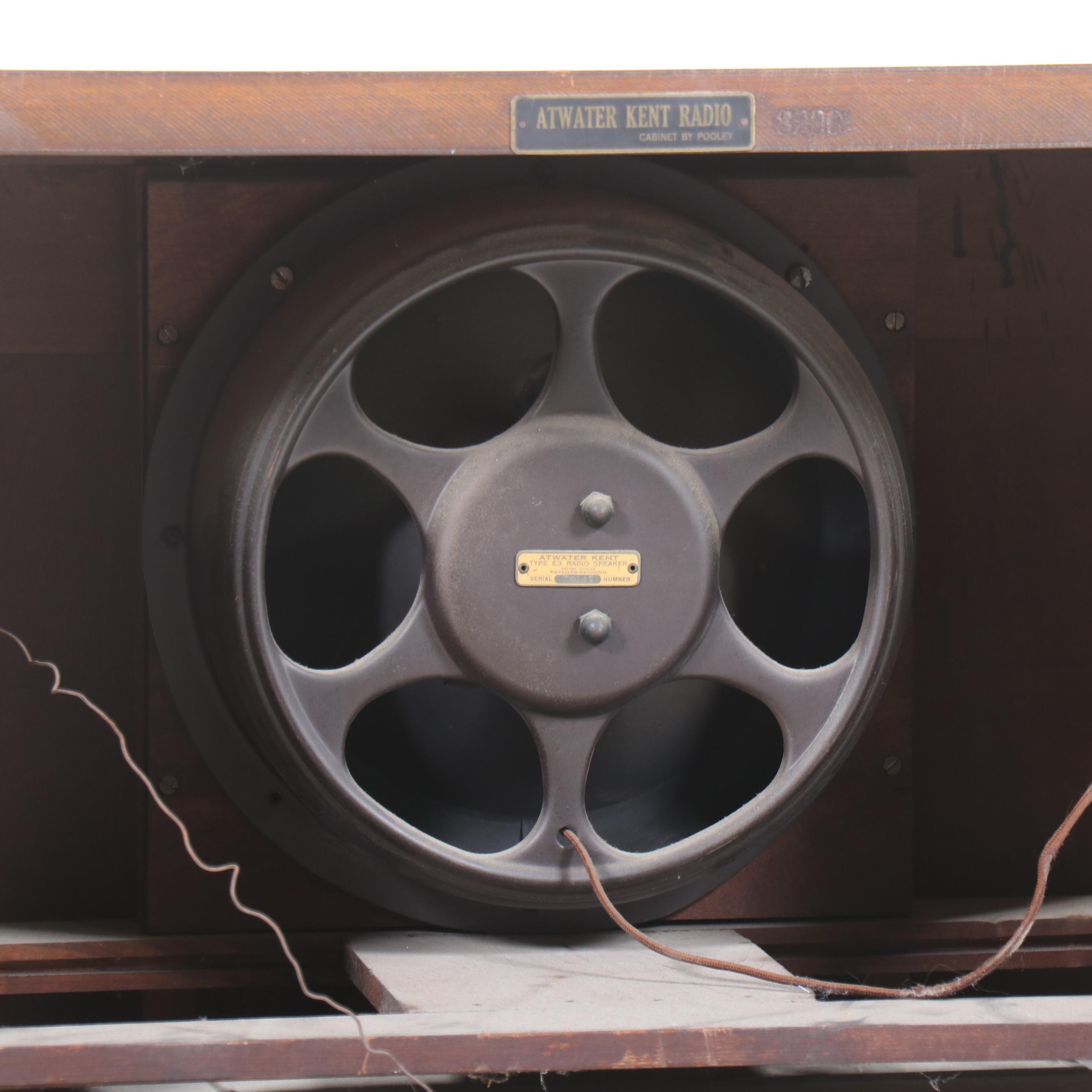 Pooley Radio Cabinet with Atwater Kent Radio, Early 20th Century