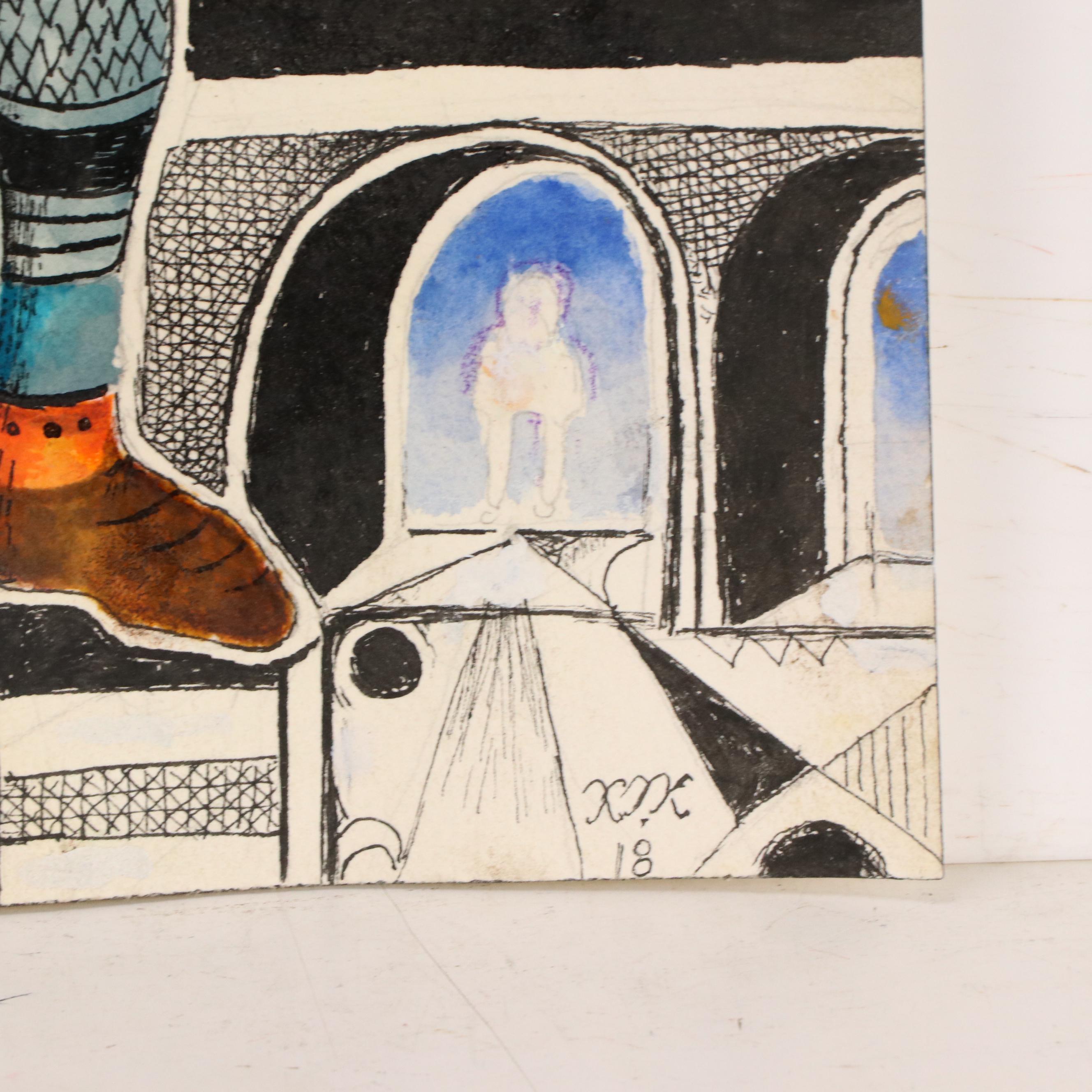 Nikolay Kuk Surrealist Figural Mixed Media Illustration, 2018