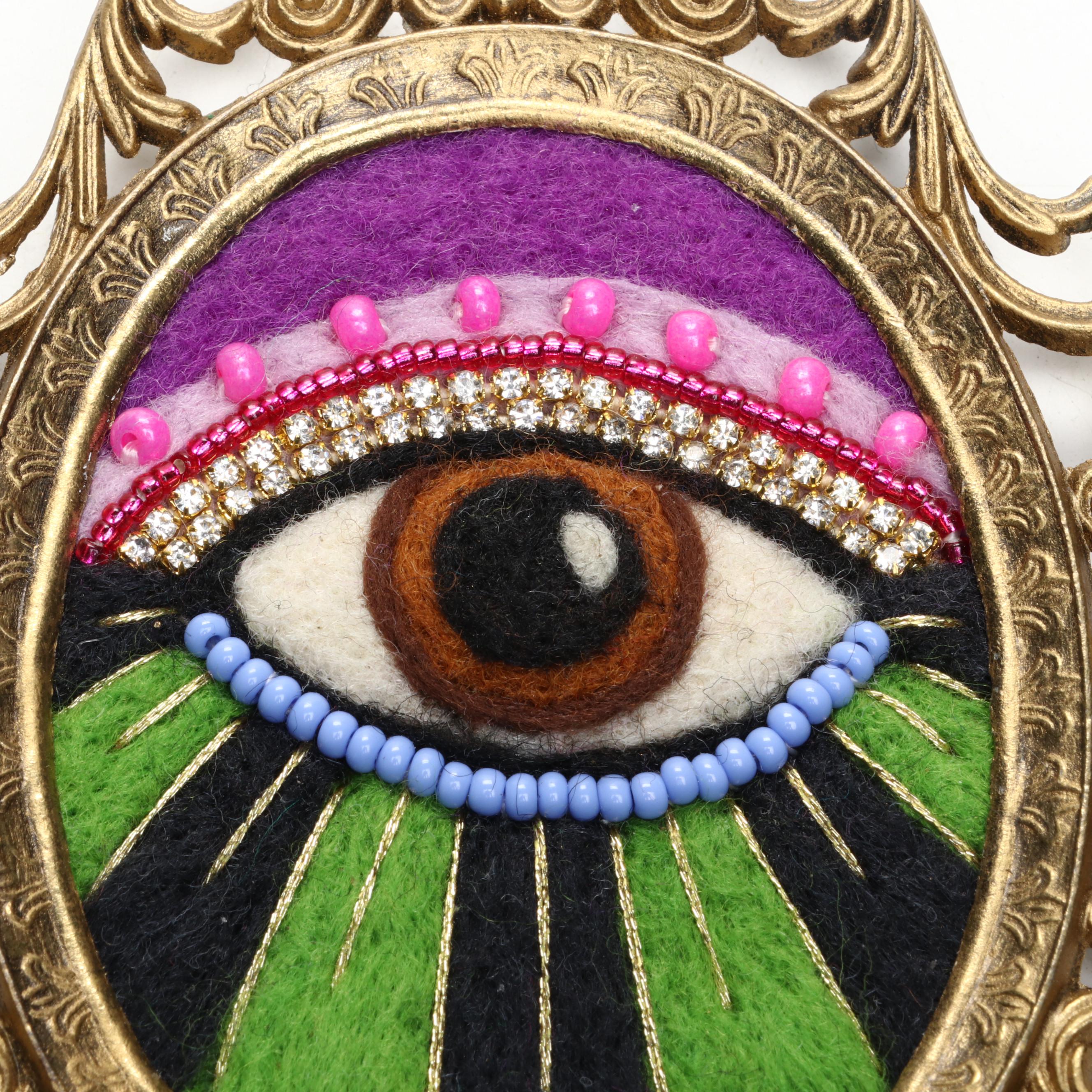 Sarah Miller Fiber Art Wall Hanging of Mystic Eye, 21st Century