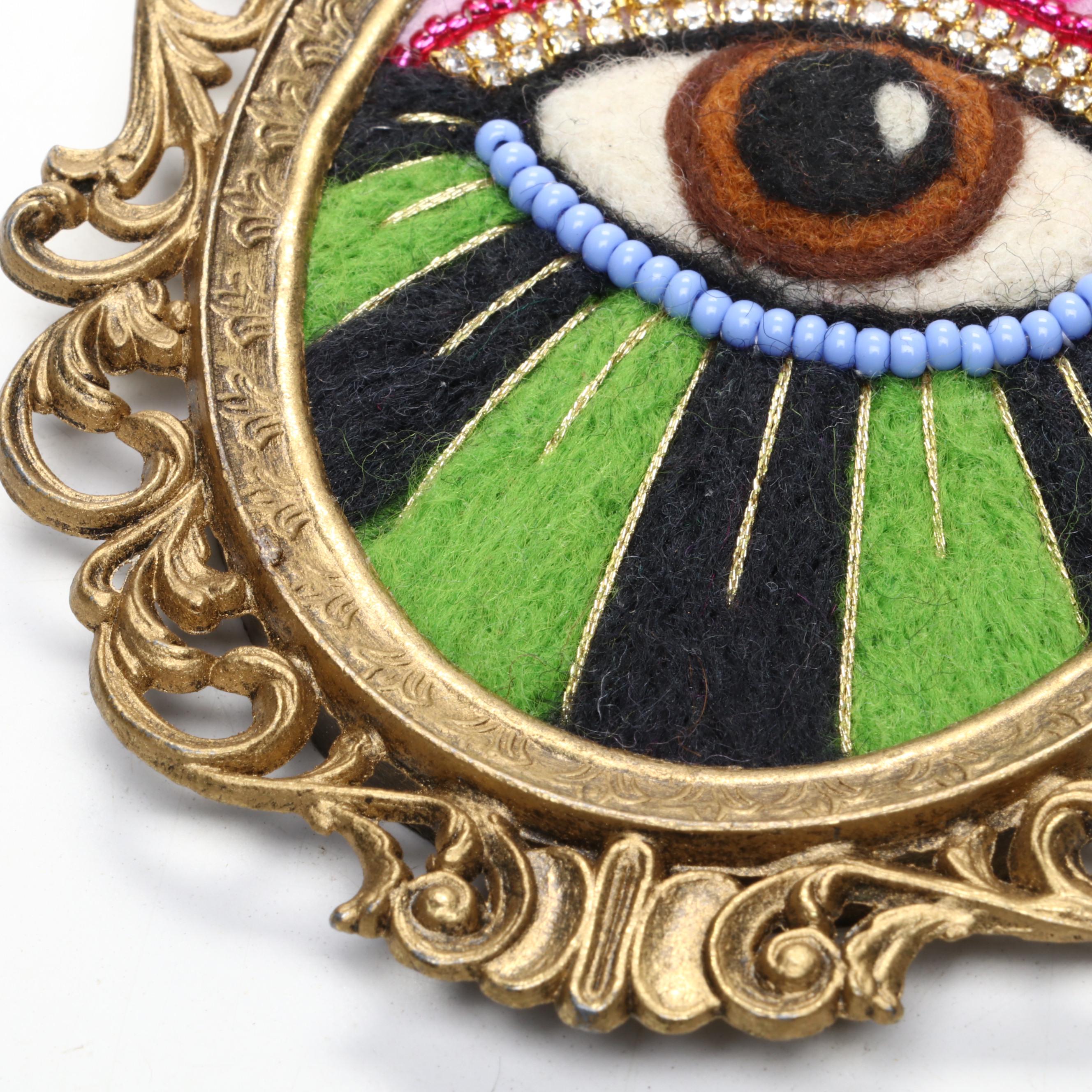 Sarah Miller Fiber Art Wall Hanging of Mystic Eye, 21st Century