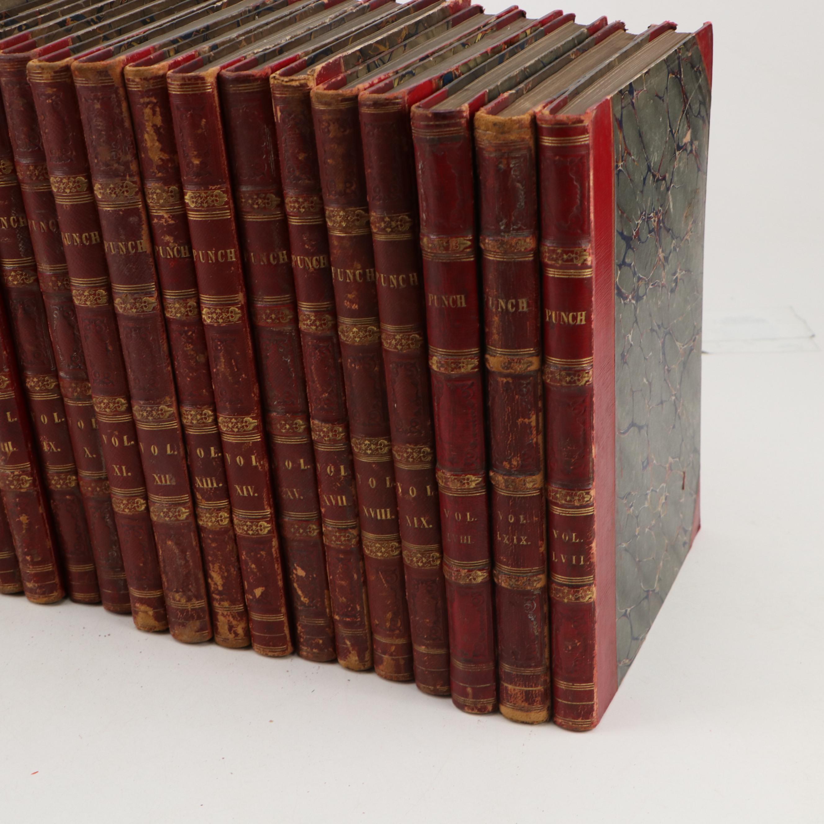 Leather Bound "Punch, or the London Charivari" Magazine Issues