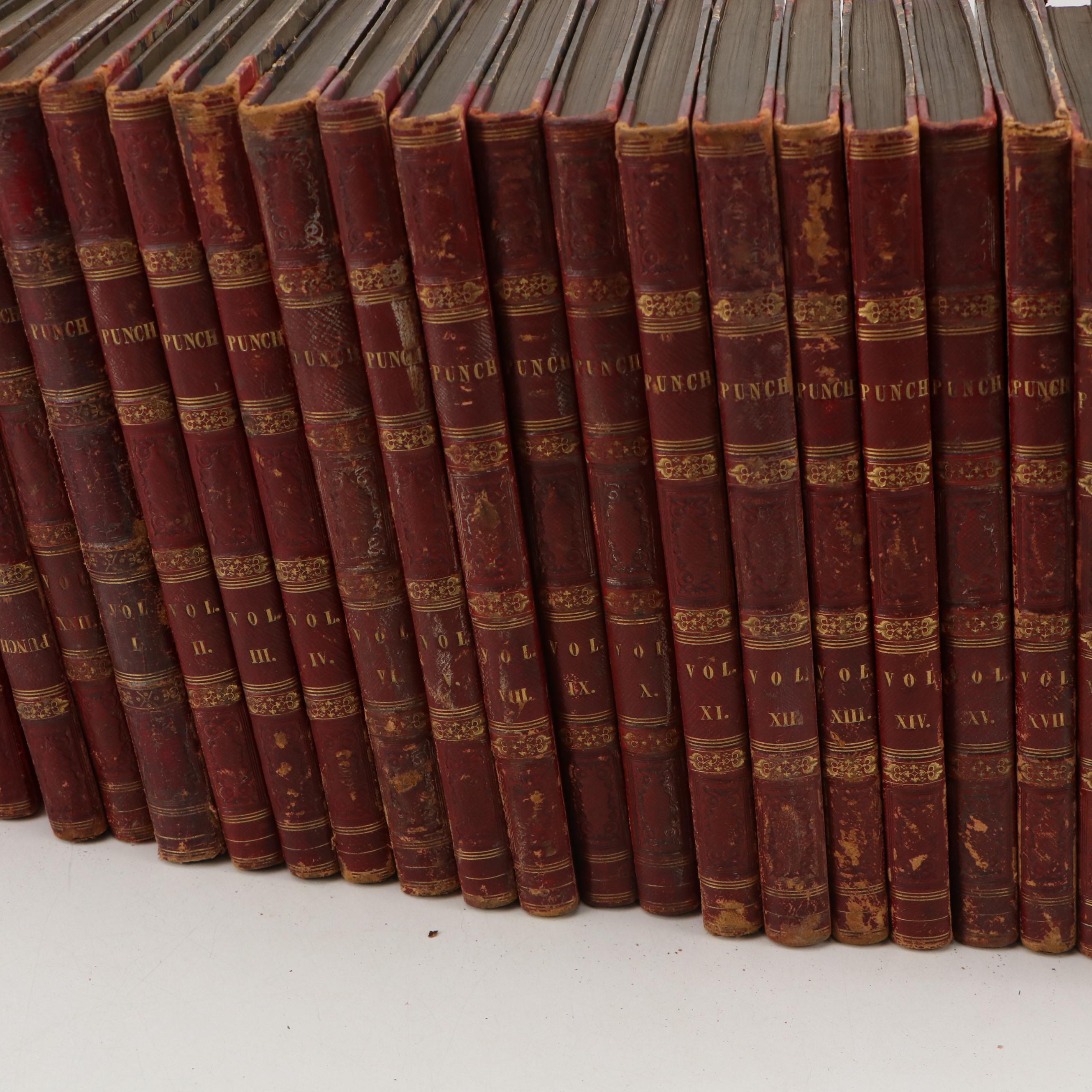 Leather Bound "Punch, or the London Charivari" Magazine Issues