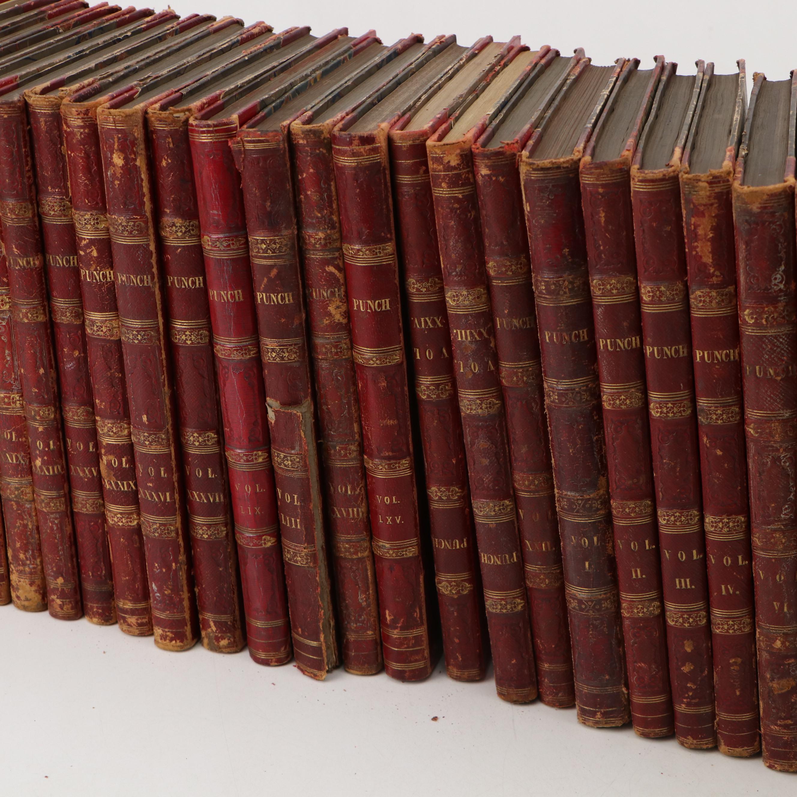 Leather Bound "Punch, or the London Charivari" Magazine Issues