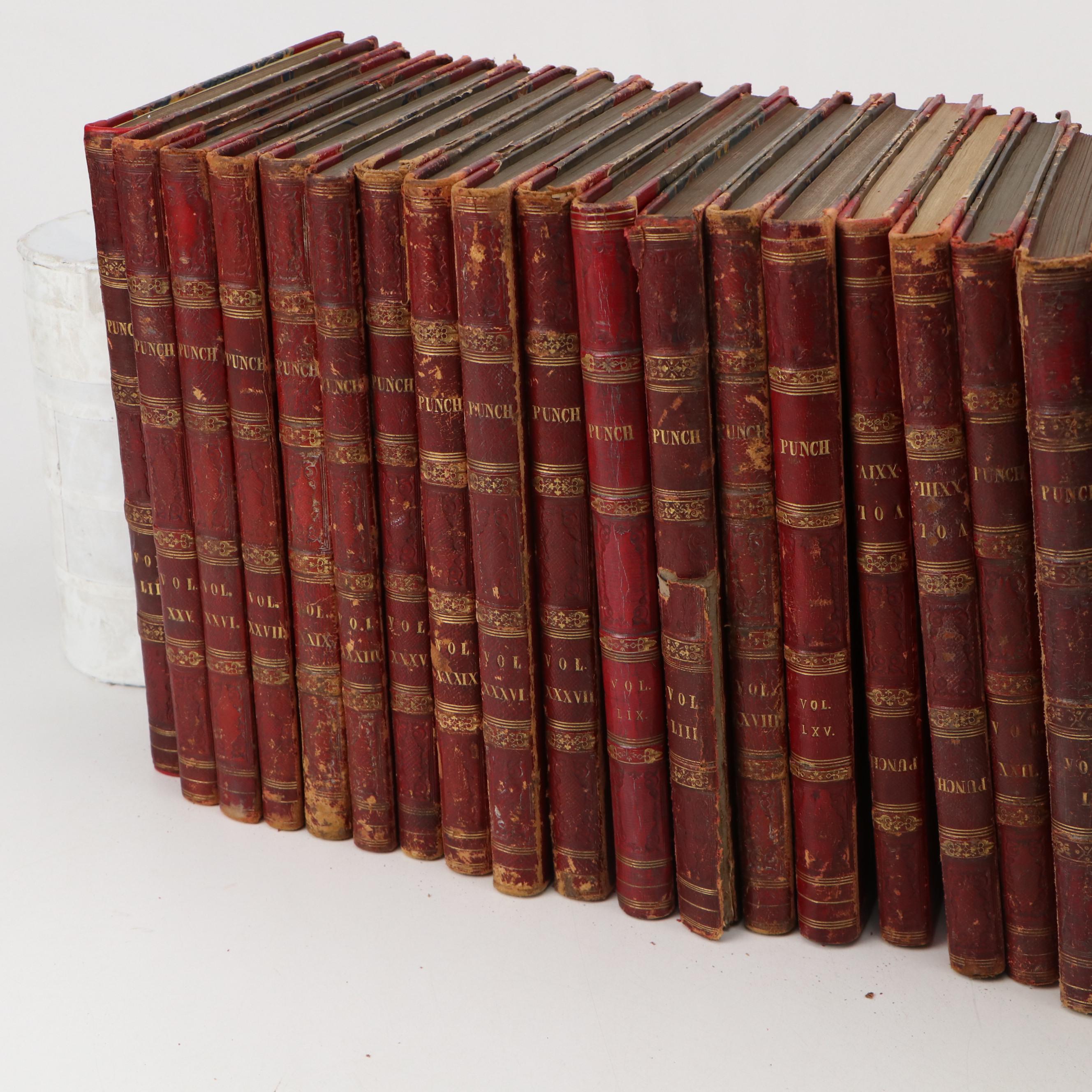 Leather Bound "Punch, or the London Charivari" Magazine Issues