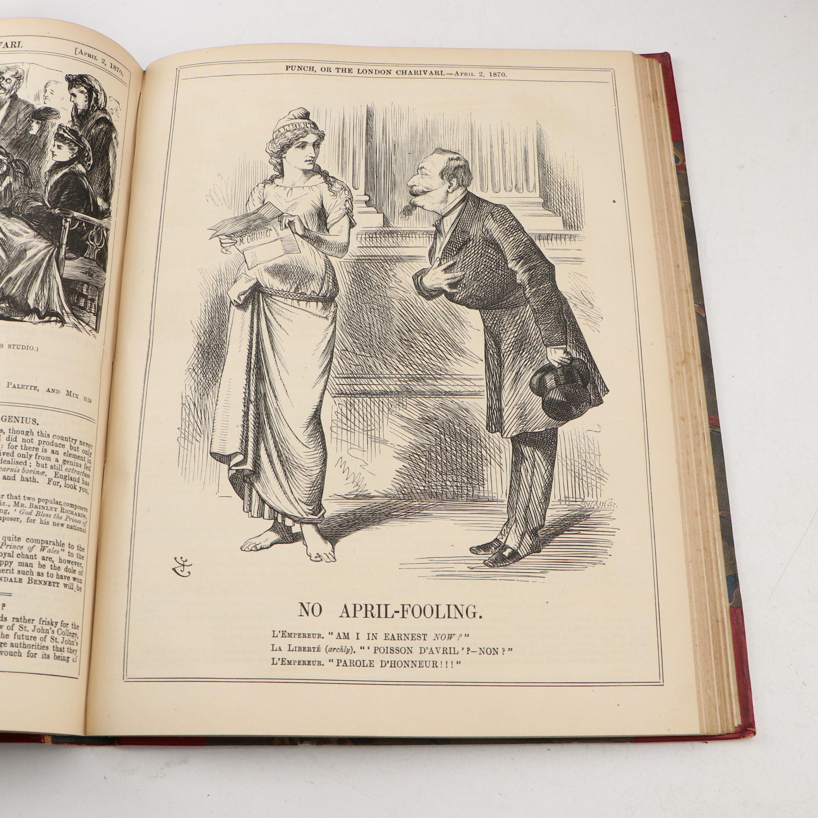 Leather Bound "Punch, or the London Charivari" Magazine Issues