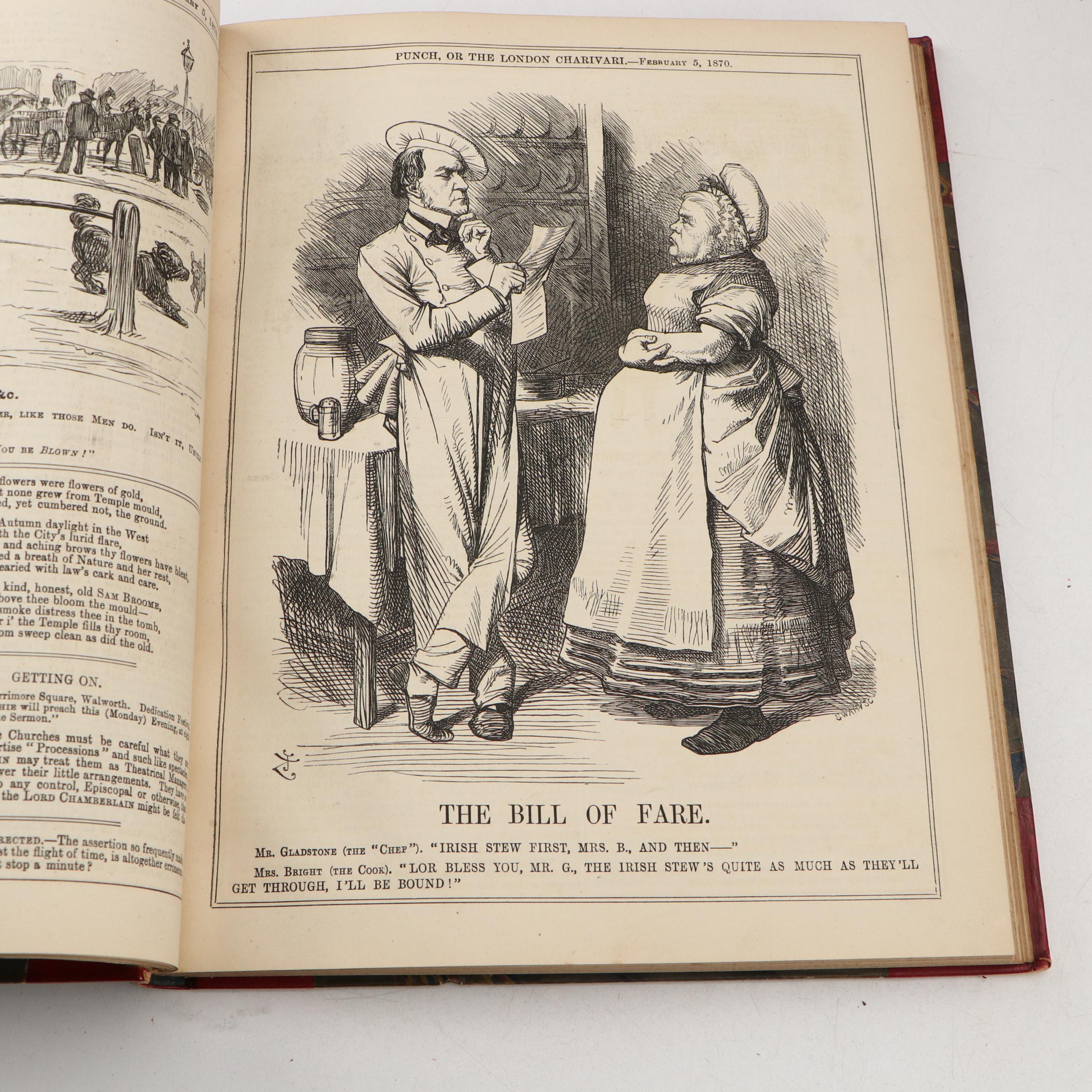 Leather Bound "Punch, or the London Charivari" Magazine Issues