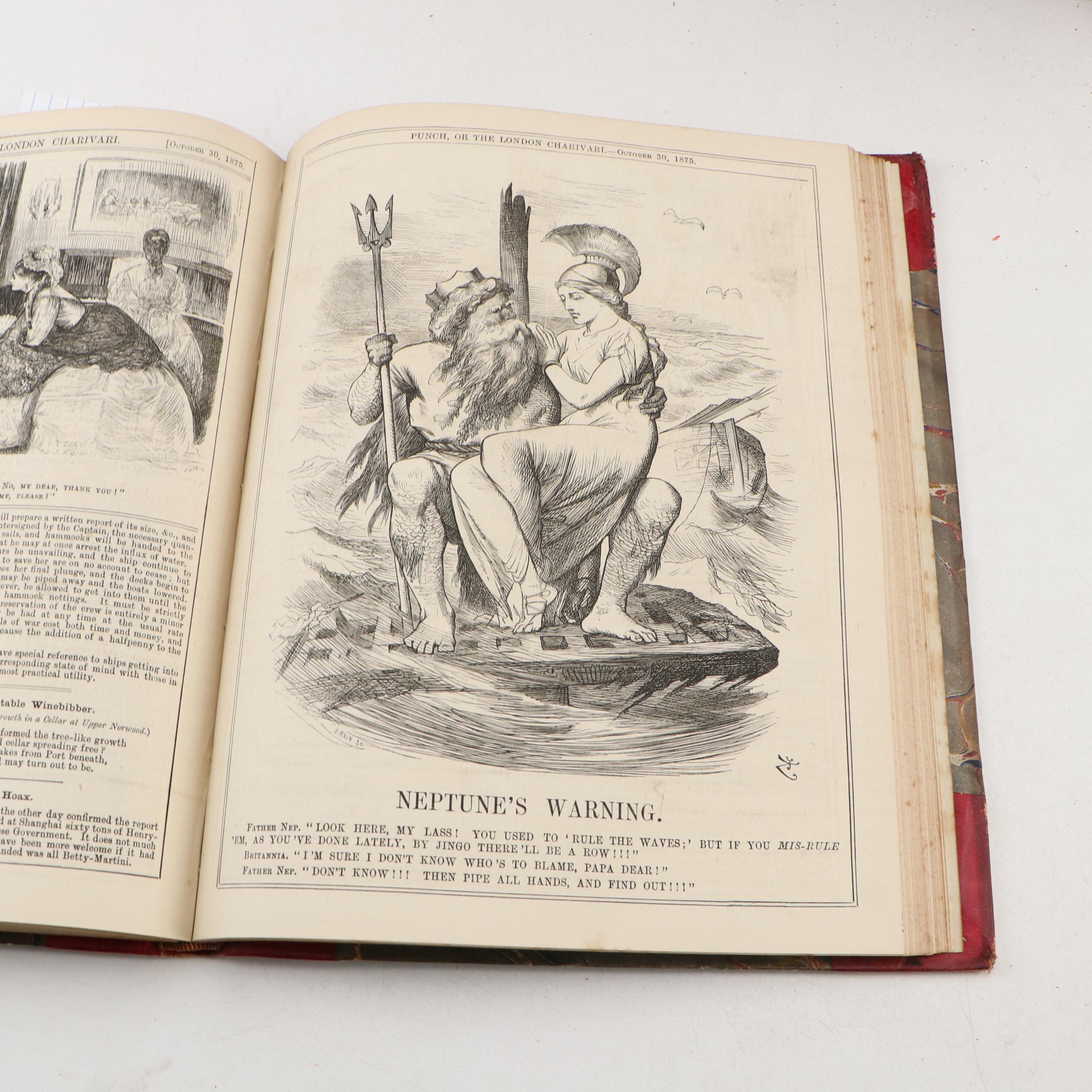Leather Bound "Punch, or the London Charivari" Magazine Issues