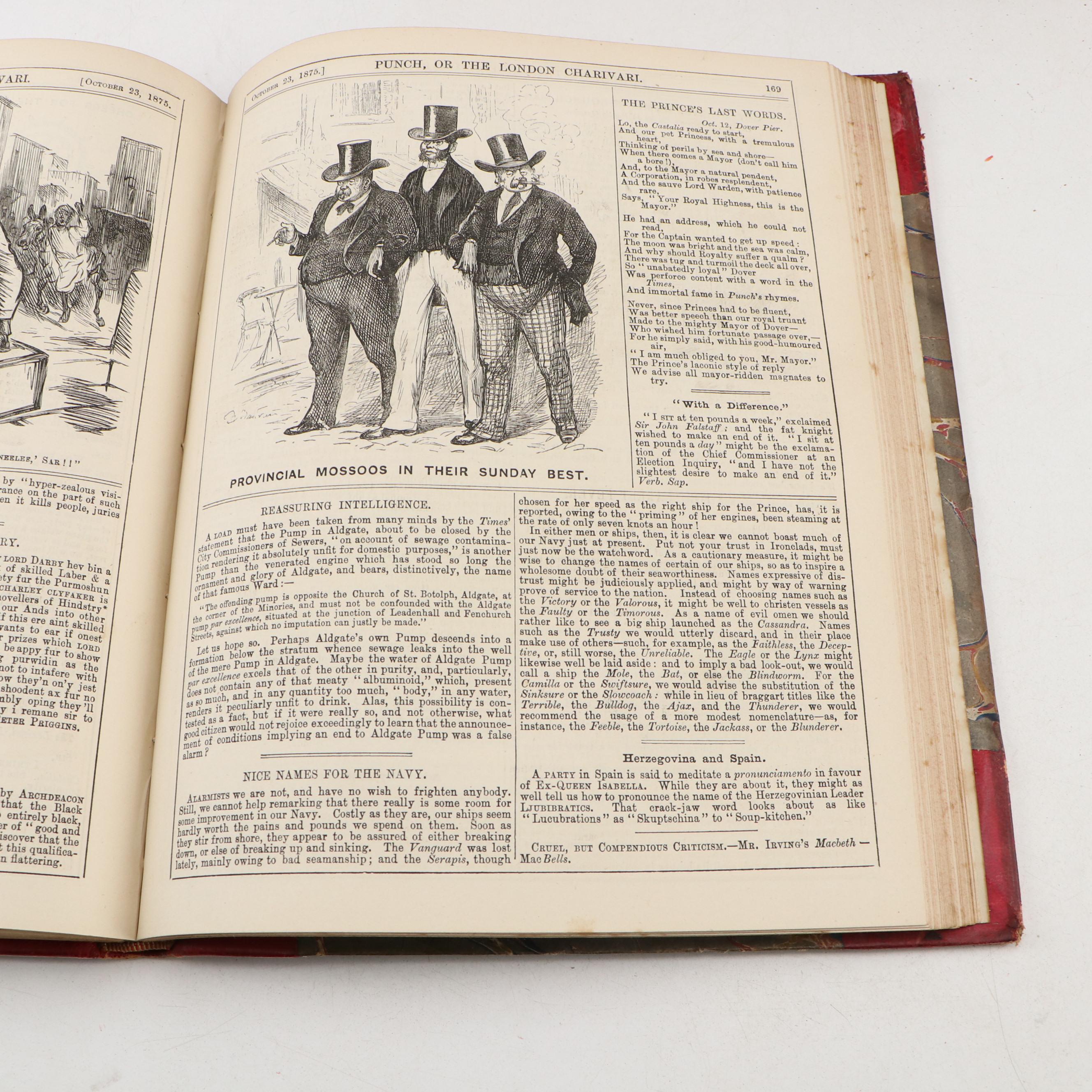 Leather Bound "Punch, or the London Charivari" Magazine Issues