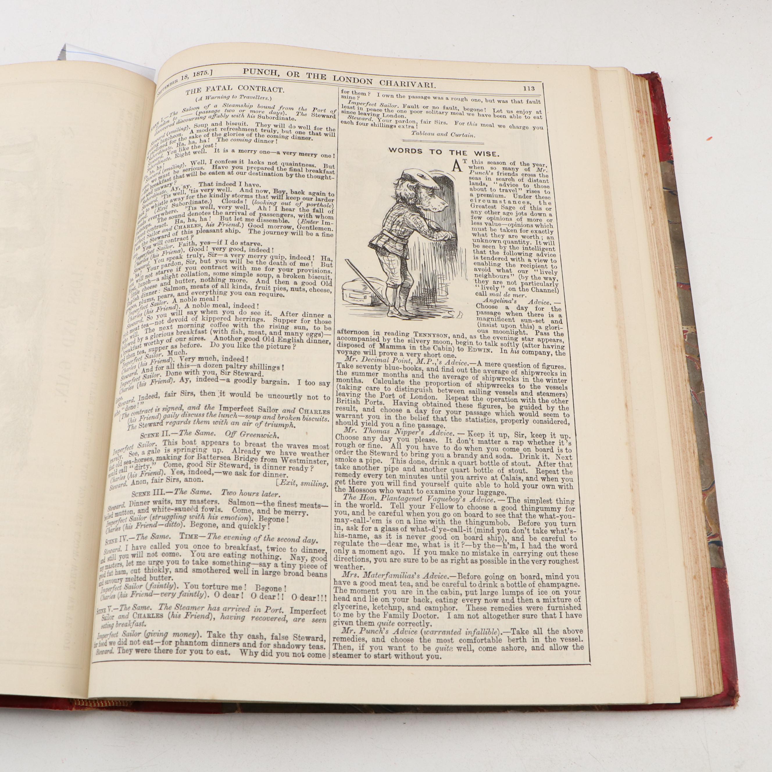 Leather Bound "Punch, or the London Charivari" Magazine Issues