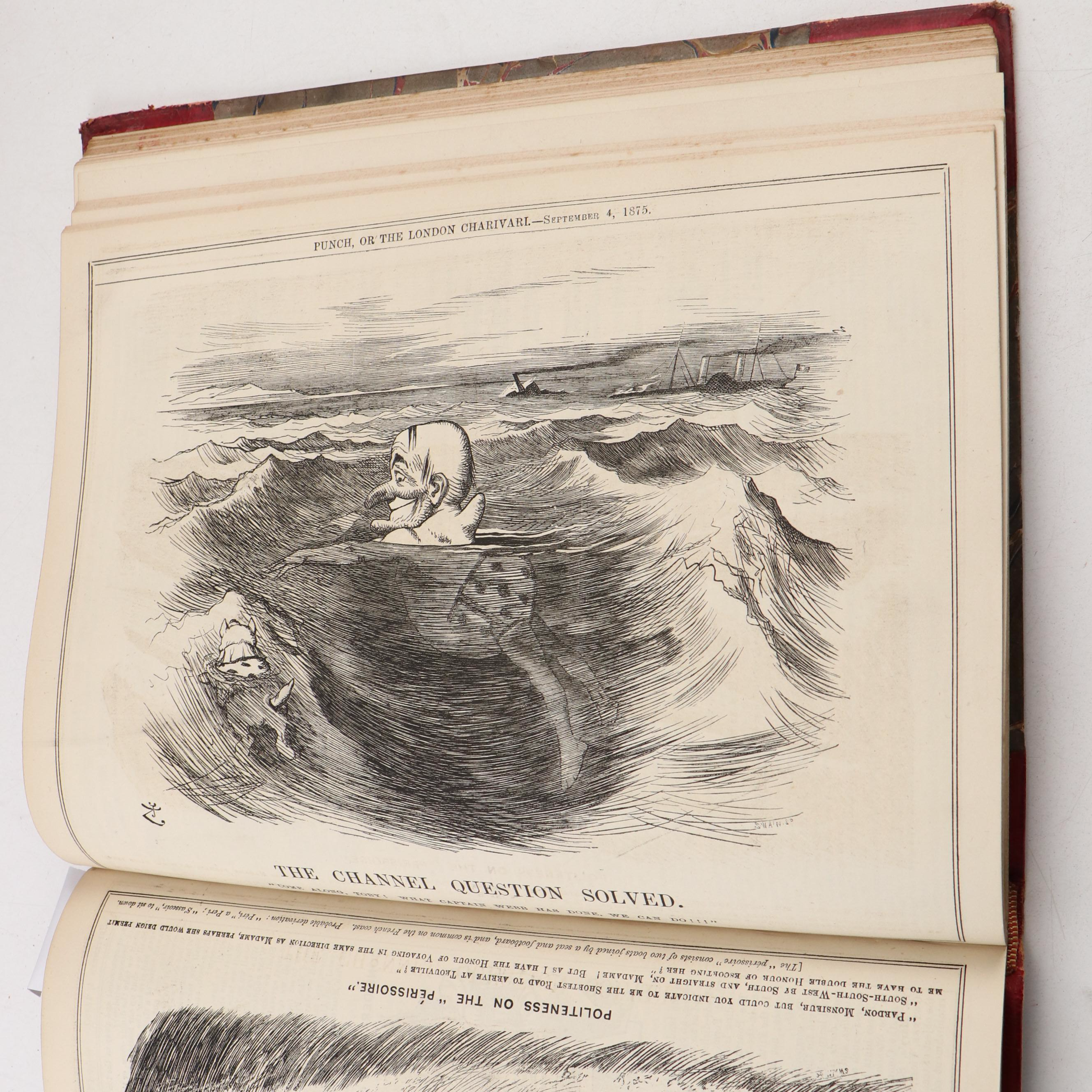 Leather Bound "Punch, or the London Charivari" Magazine Issues