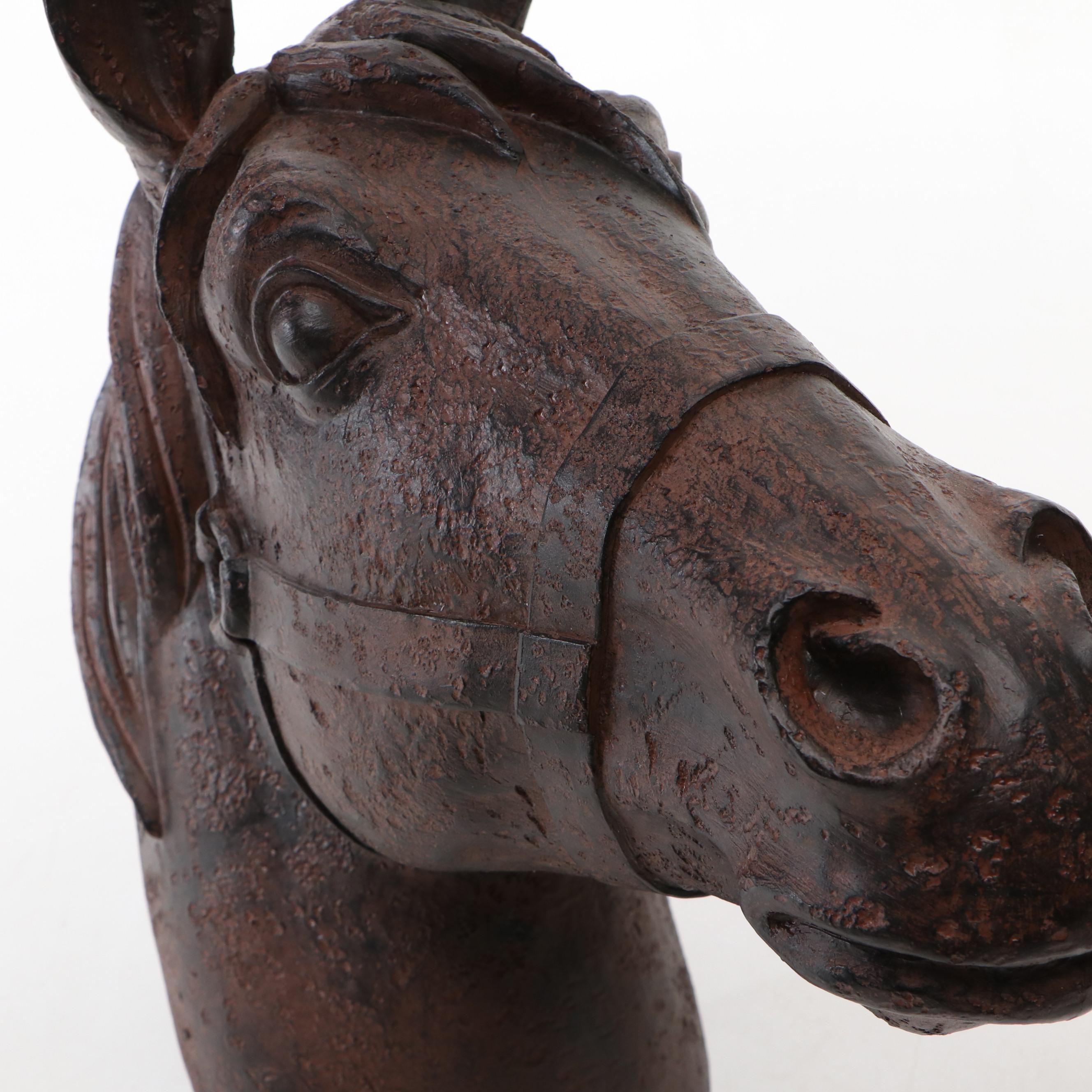Distressed Resin Horse Head Wall Mount and Figurine