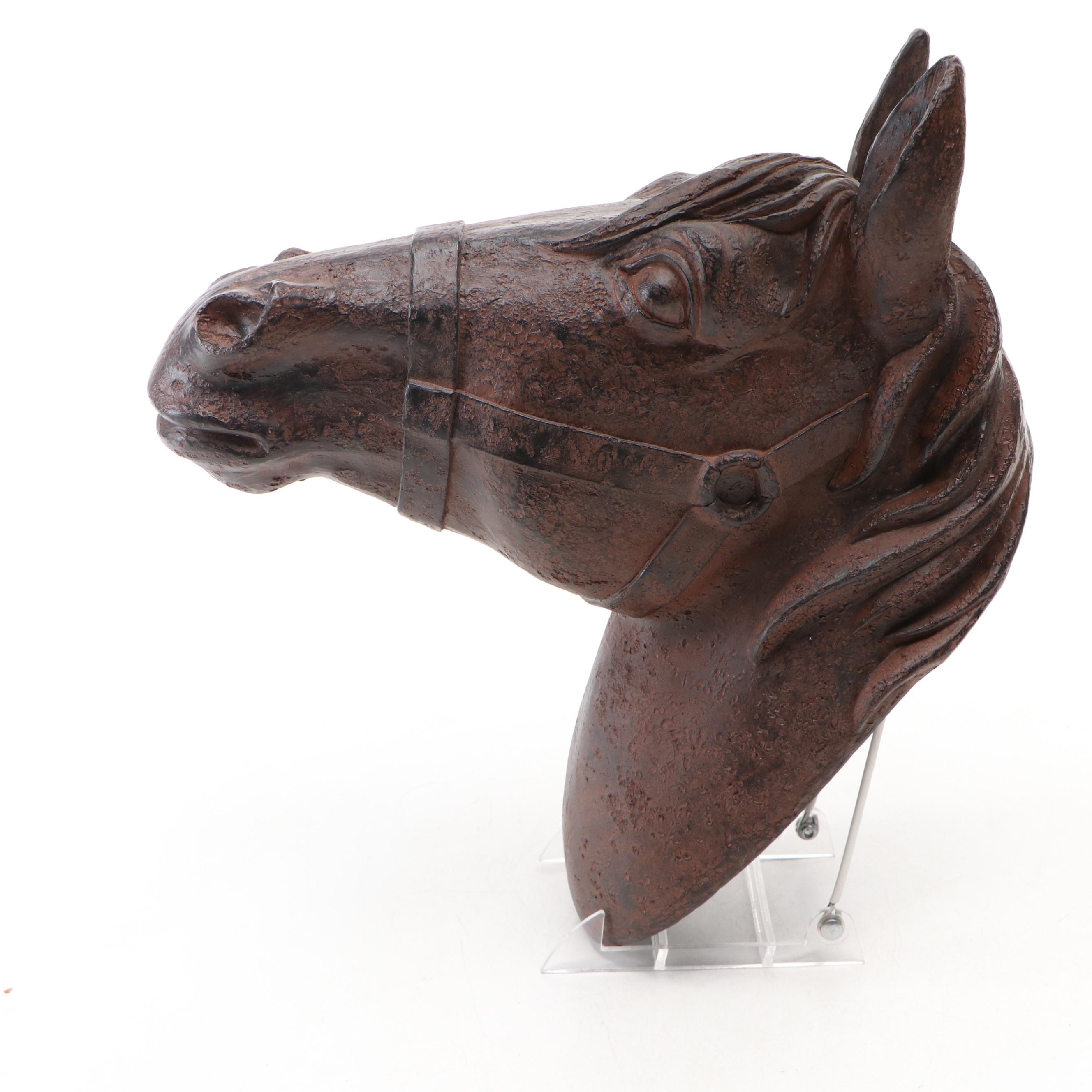 Distressed Resin Horse Head Wall Mount and Figurine