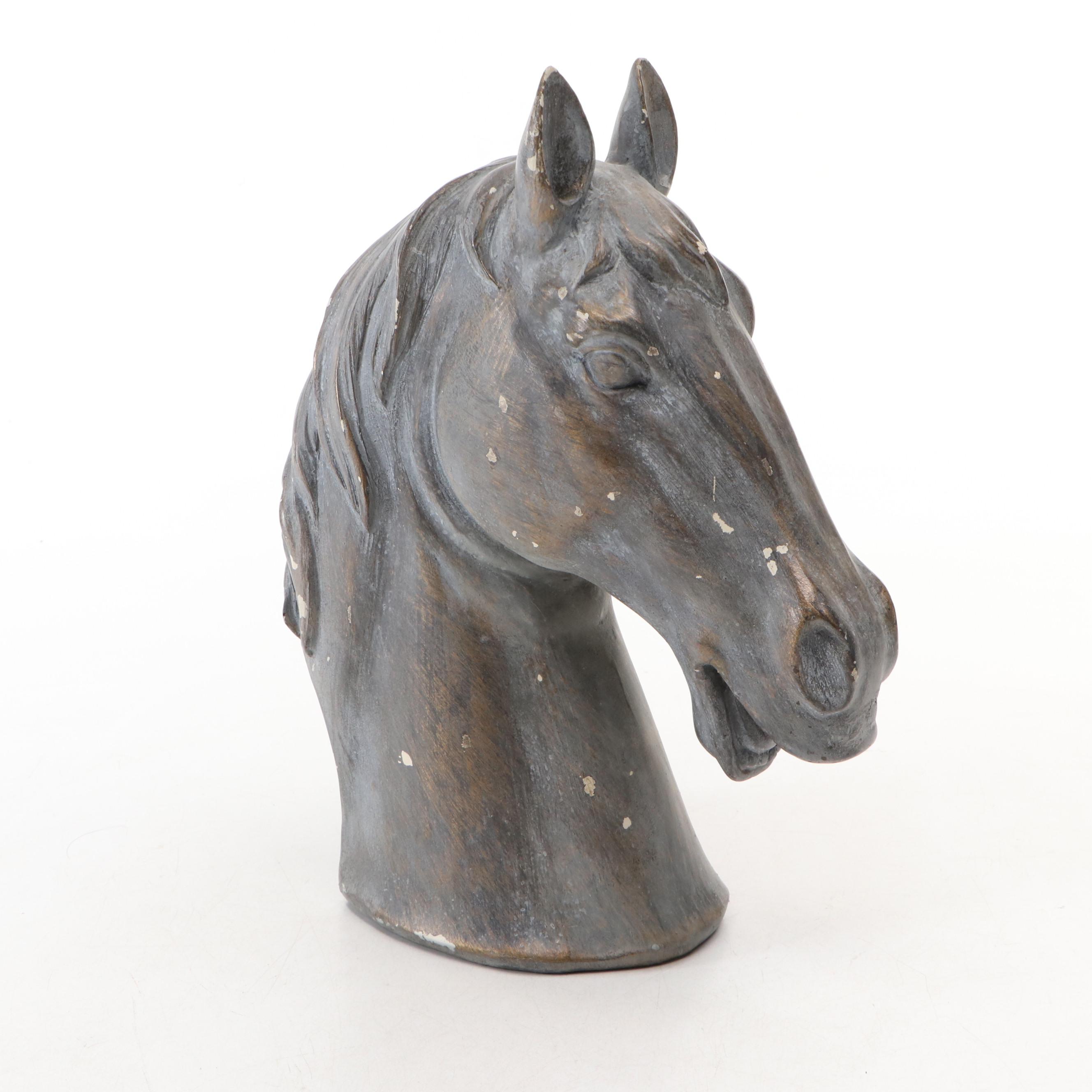 Distressed Resin Horse Head Wall Mount and Figurine