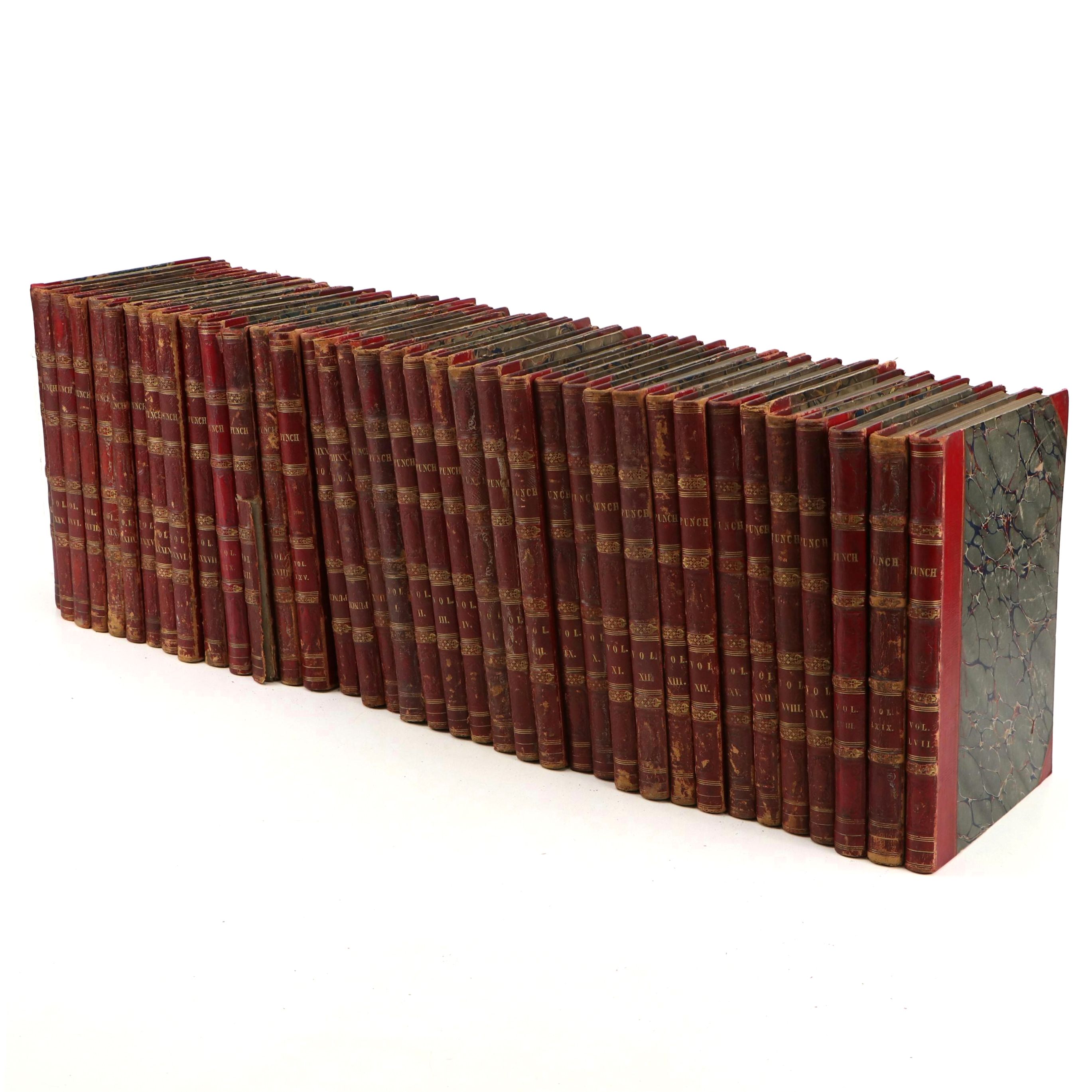 Leather Bound "Punch, or the London Charivari" Magazine Issues