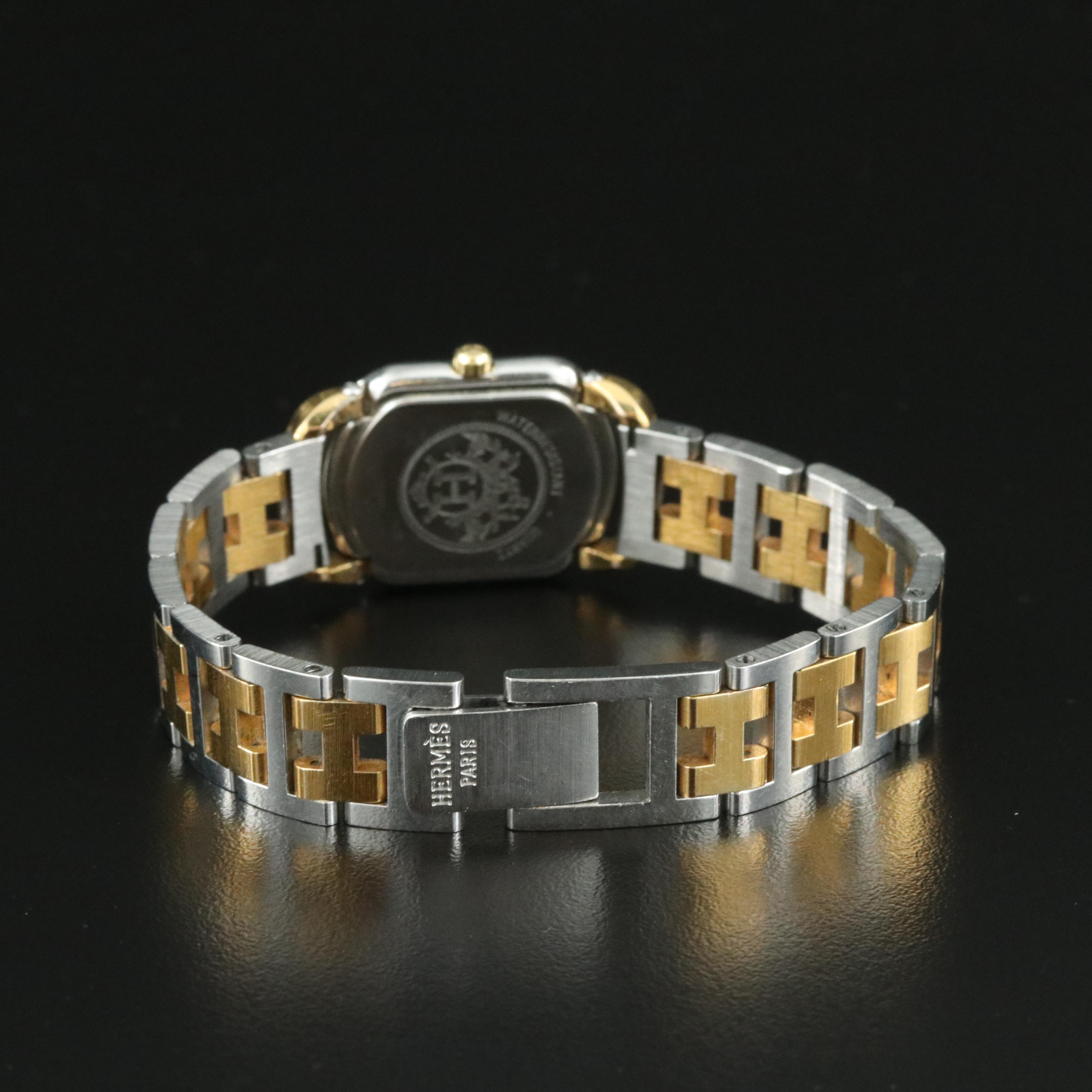 Hermès Rallye 77.03 White Dial 20mm Two-Tone Gold-Plated Steel Quartz Watch