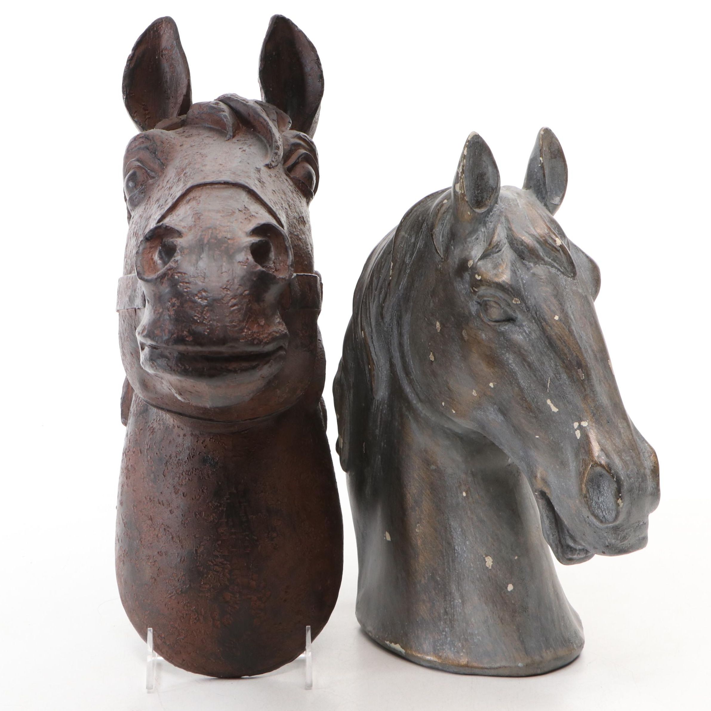 Distressed Resin Horse Head Wall Mount and Figurine