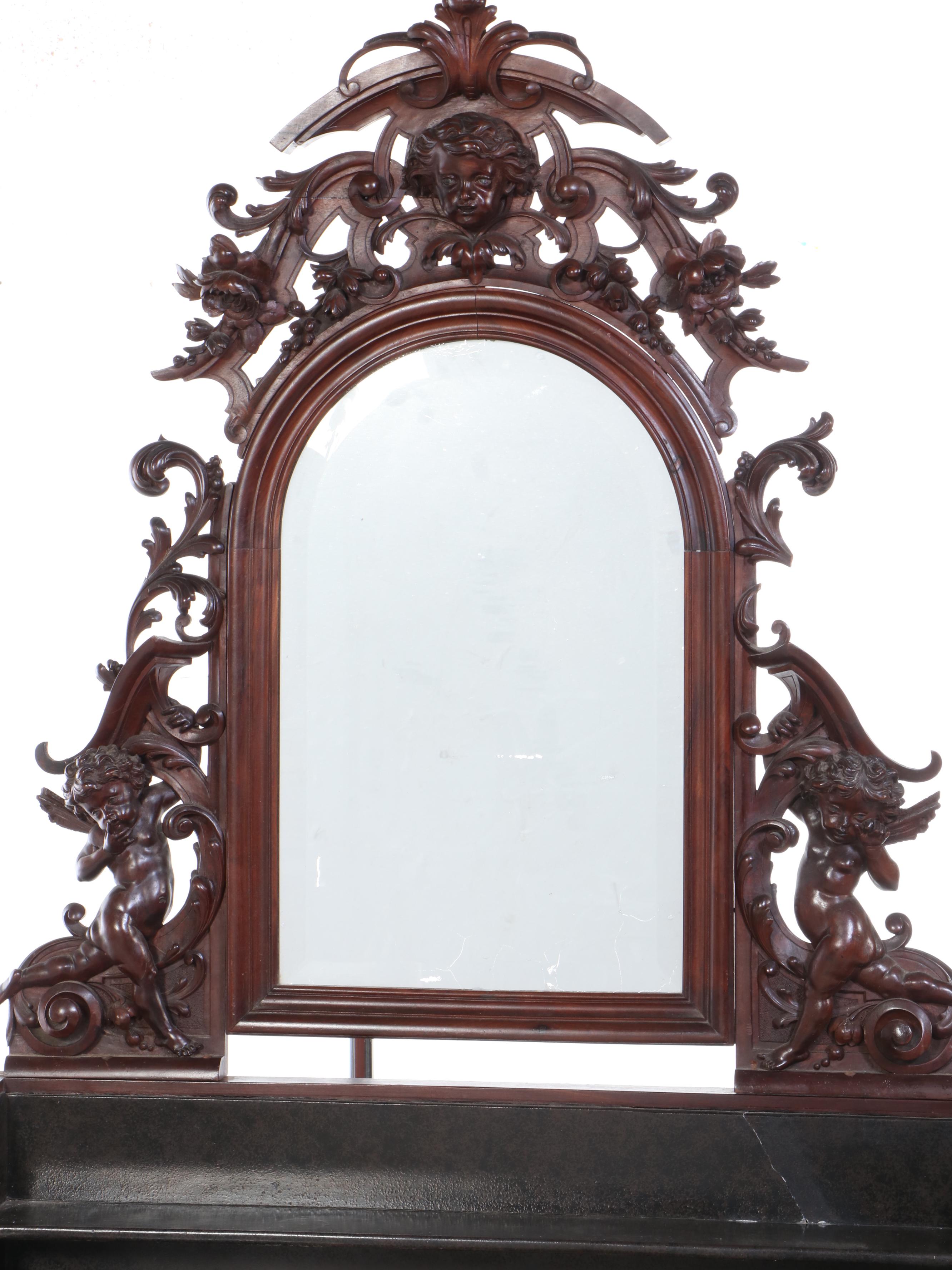 Victorian Rococo Revival Mahogany Wash Basin Vanity, 19th Century and Later