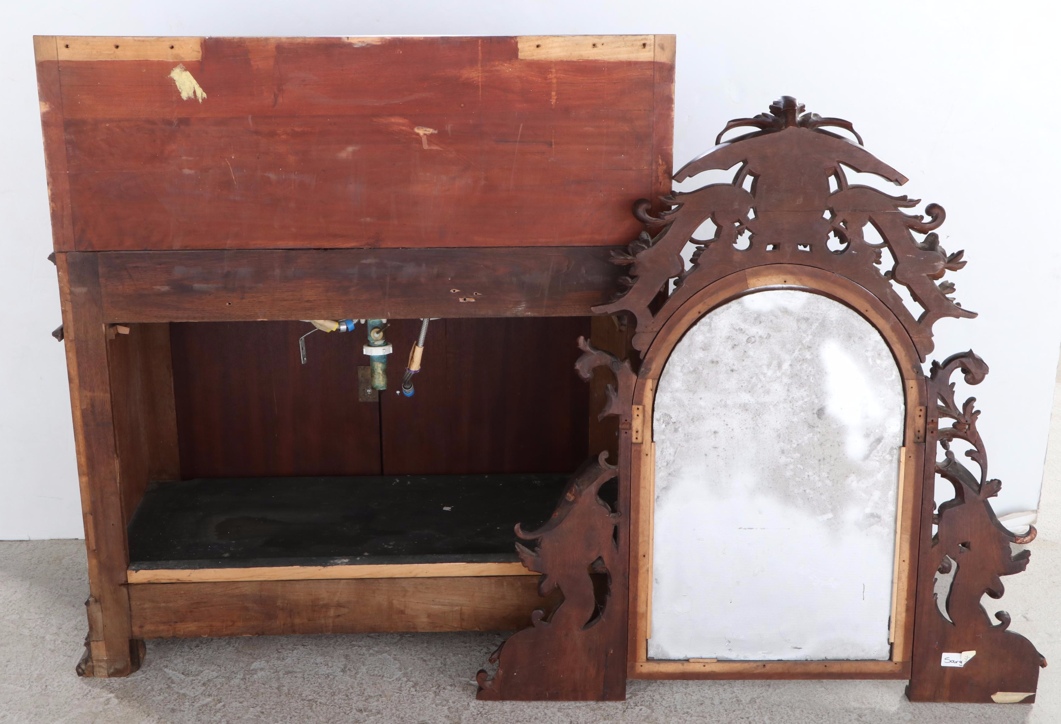 Victorian Rococo Revival Mahogany Wash Basin Vanity, 19th Century and Later