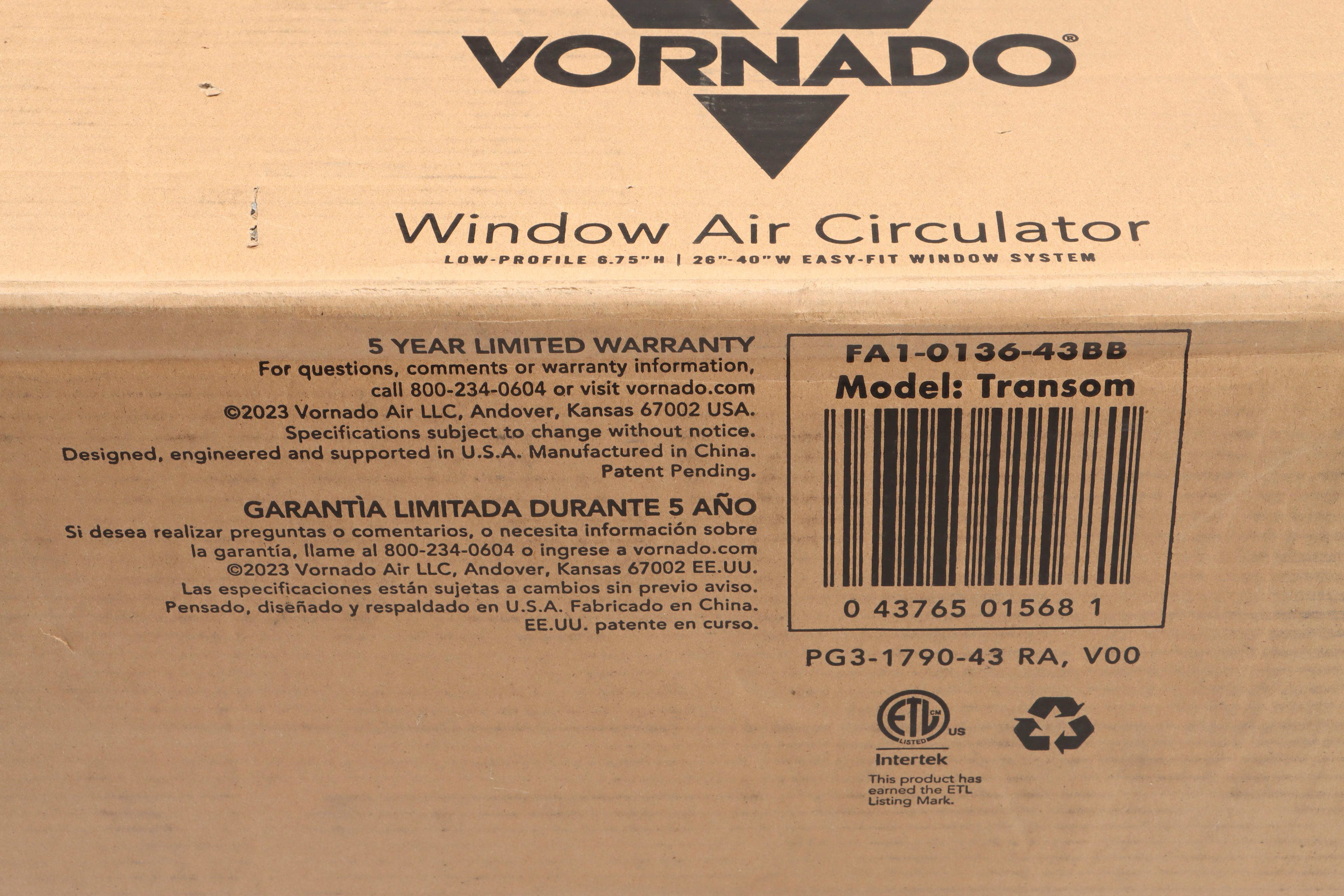 Vornado Transom Window Air Circulator