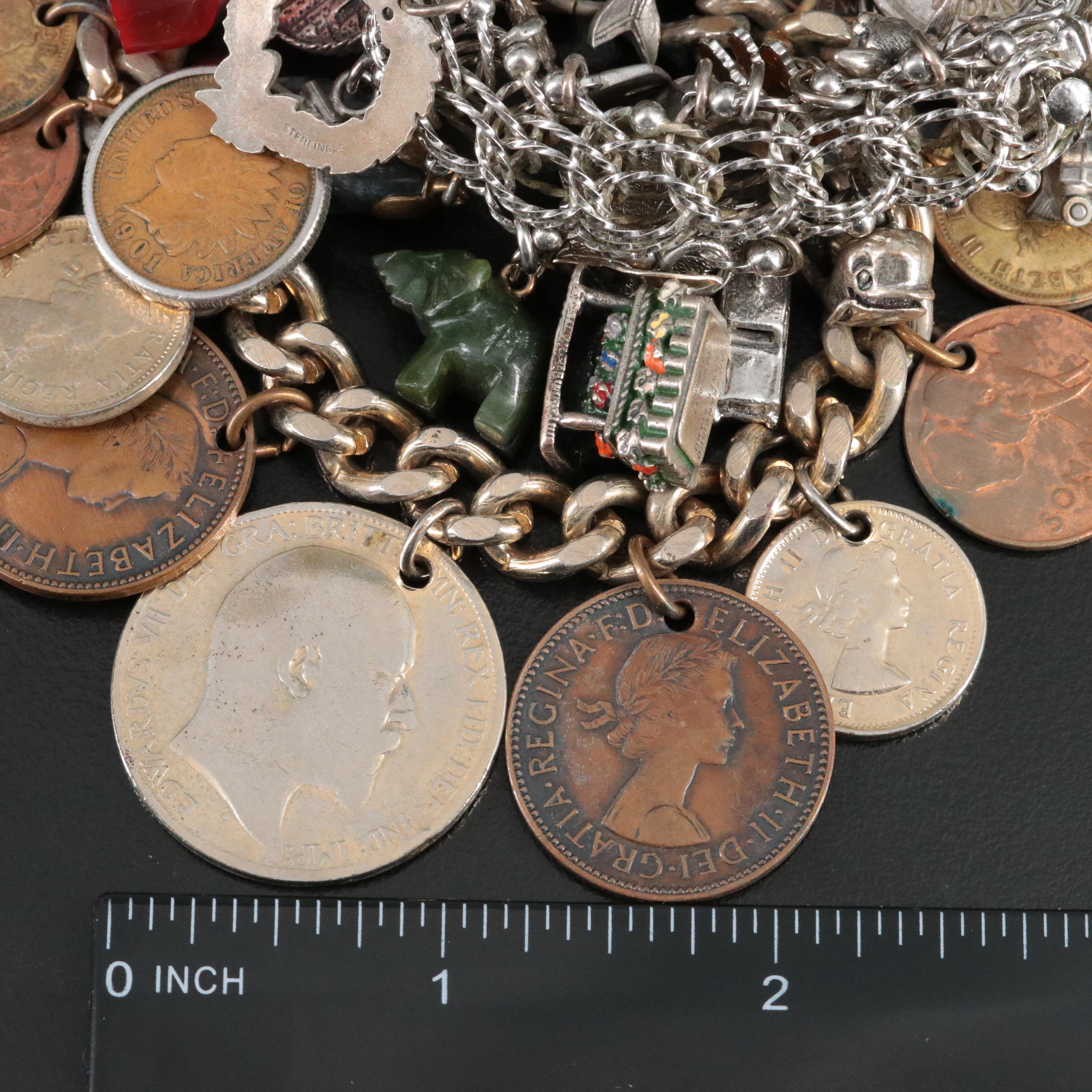 Antique/Vintage Charm Bracelets Featuring Nephrite, Jasper and Agate Charms