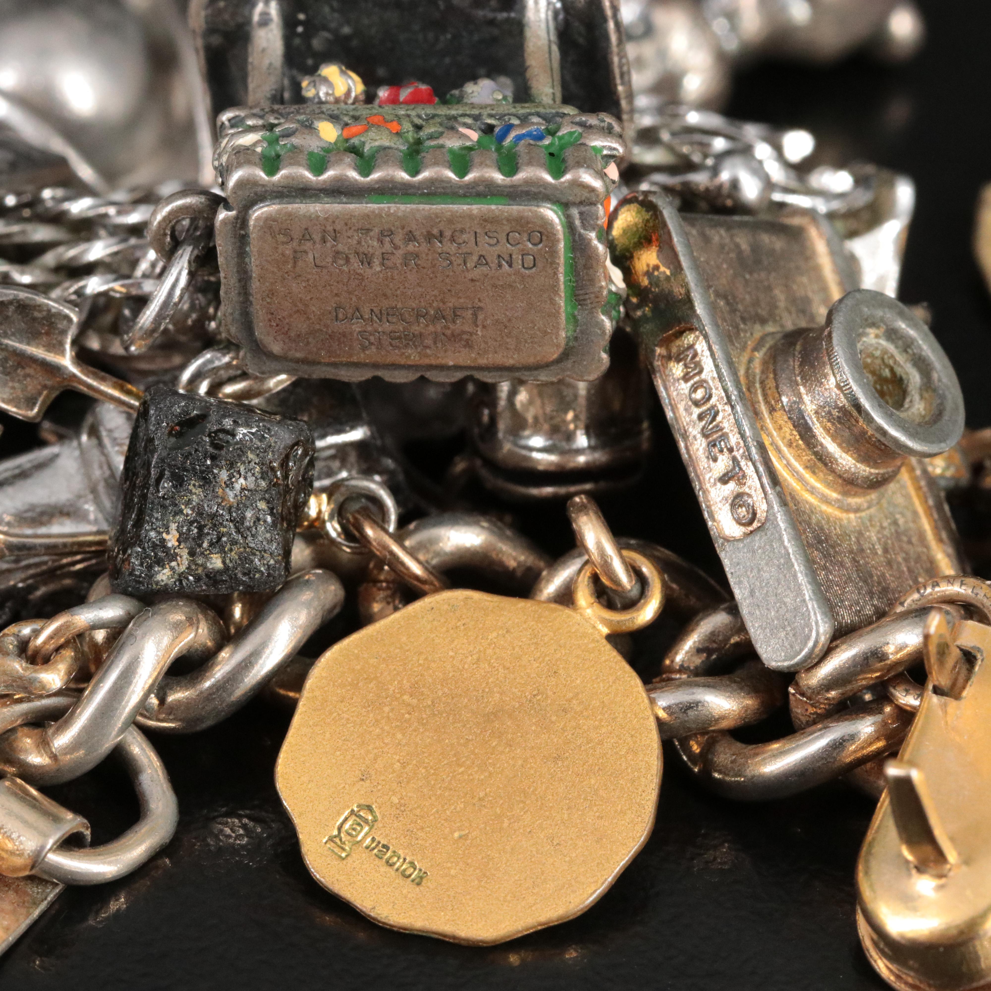 Antique/Vintage Charm Bracelets Featuring Nephrite, Jasper and Agate Charms