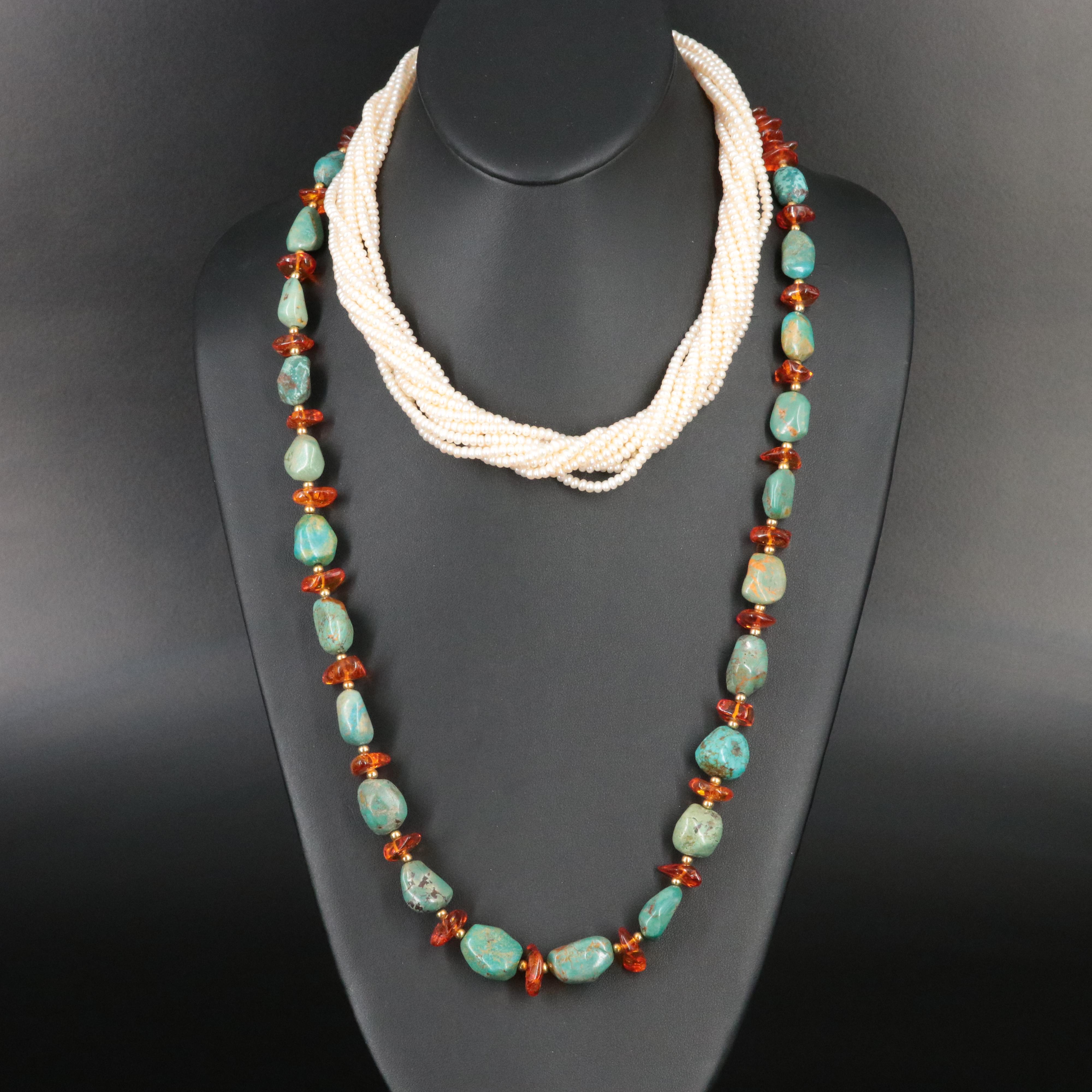 Pearl, Amber and Sterling Featured in Jewelry Lot