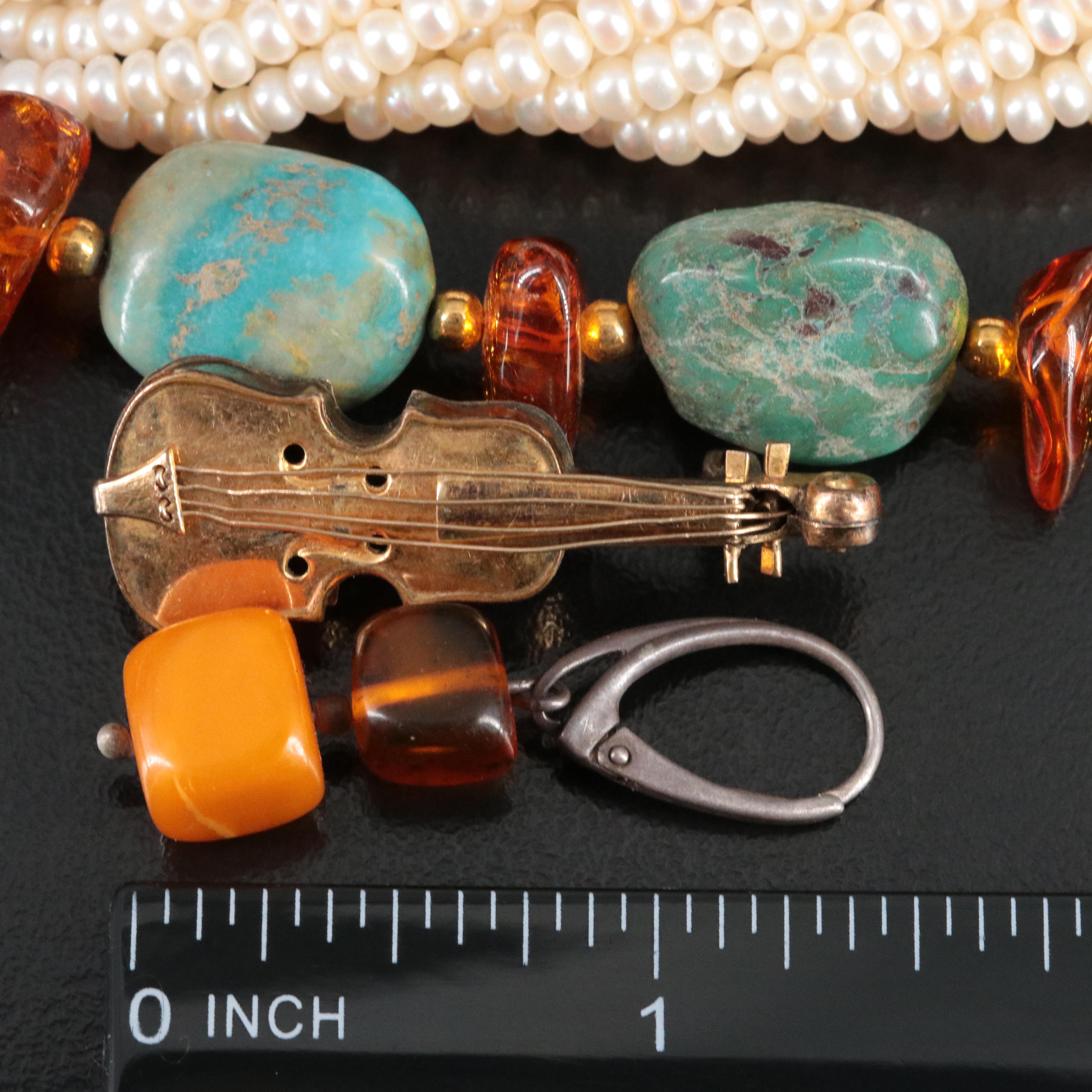 Pearl, Amber and Sterling Featured in Jewelry Lot