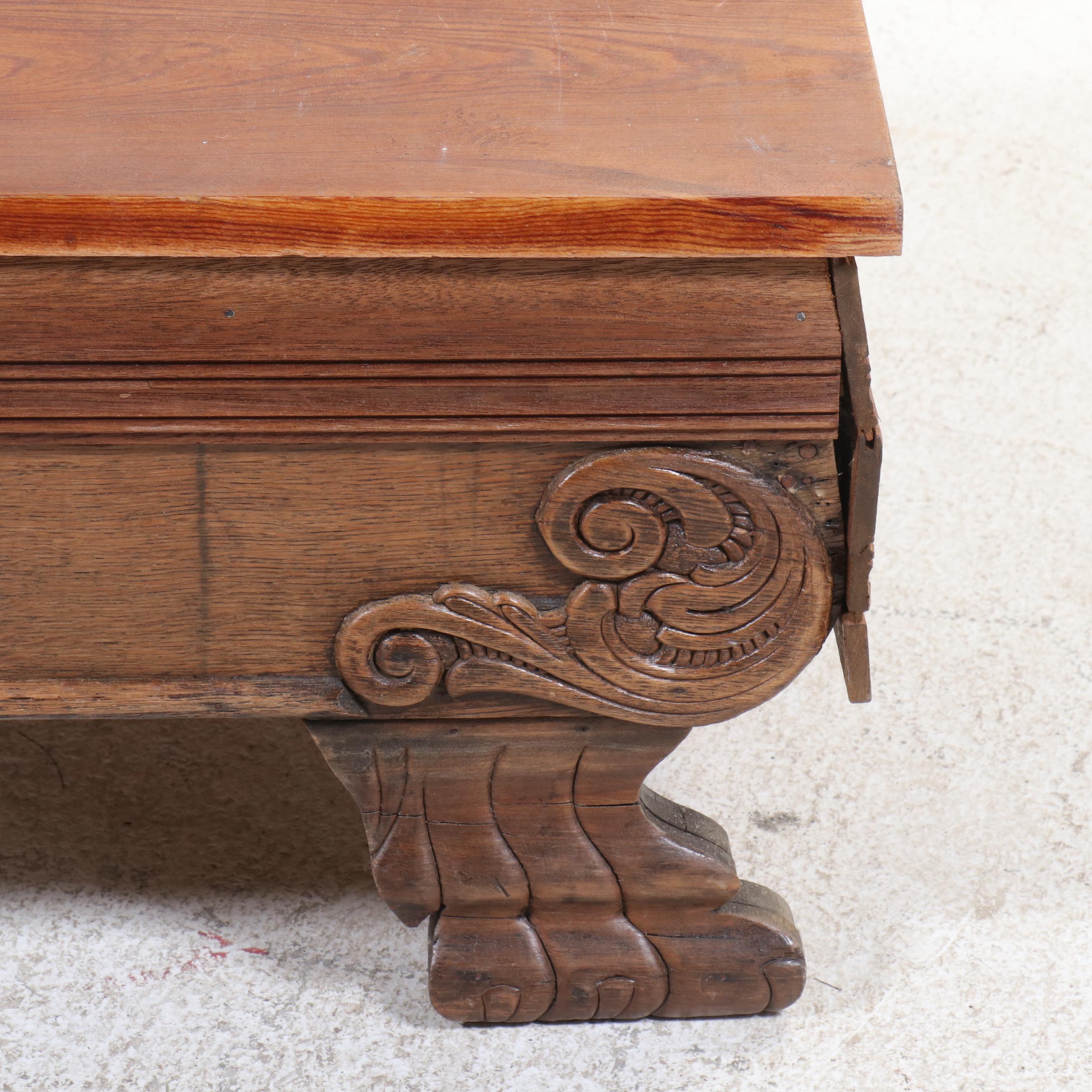 Victorian Oak Chaise Lounge, Late 19th/Early 20th Century