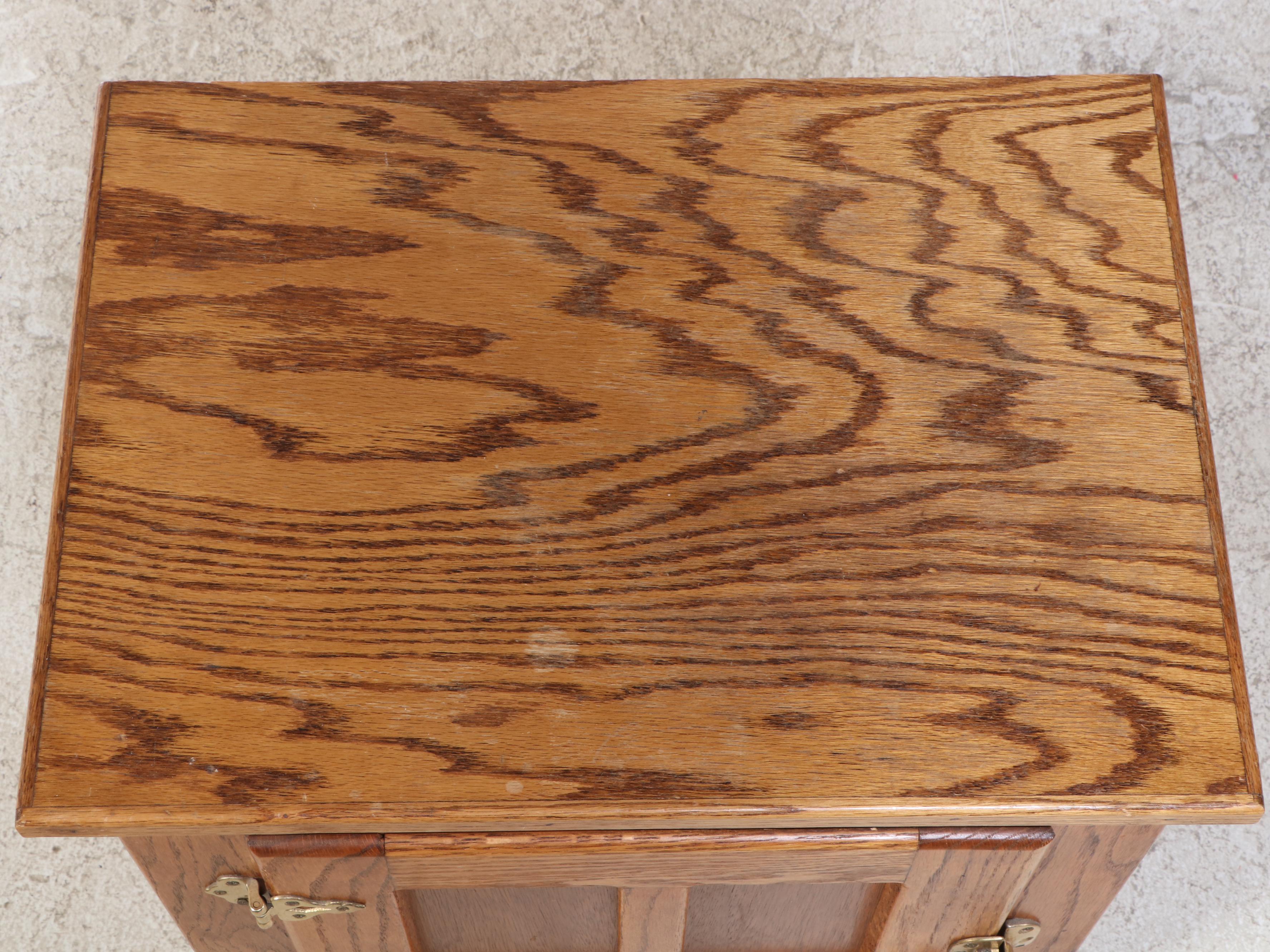 Simmons Hardware Co. "White Clad" Oak Ice-Chest Form Side Cabinet