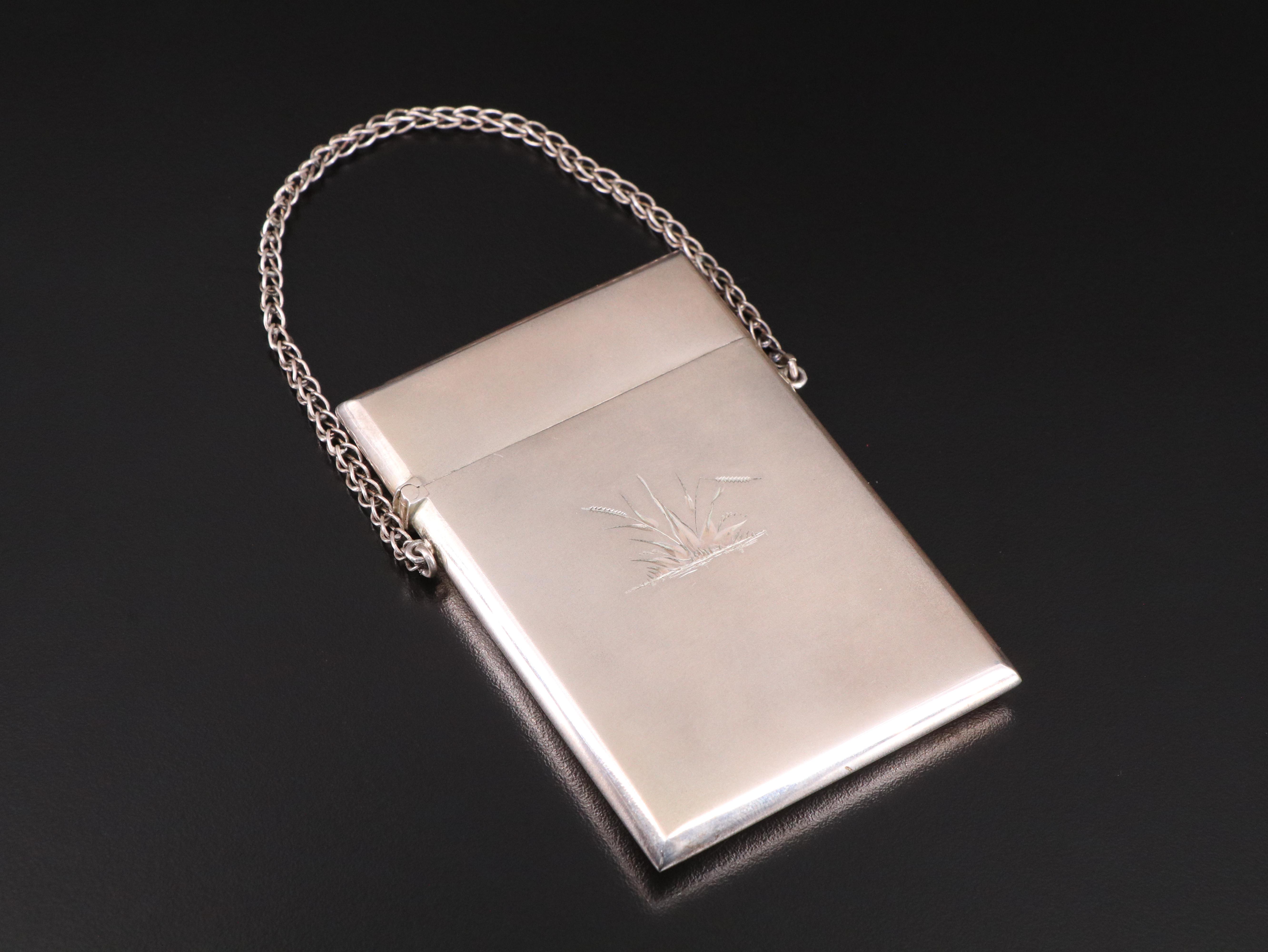 Gorham Floral Sterling Silver Calling Card Case, Mid to Late 19th Century