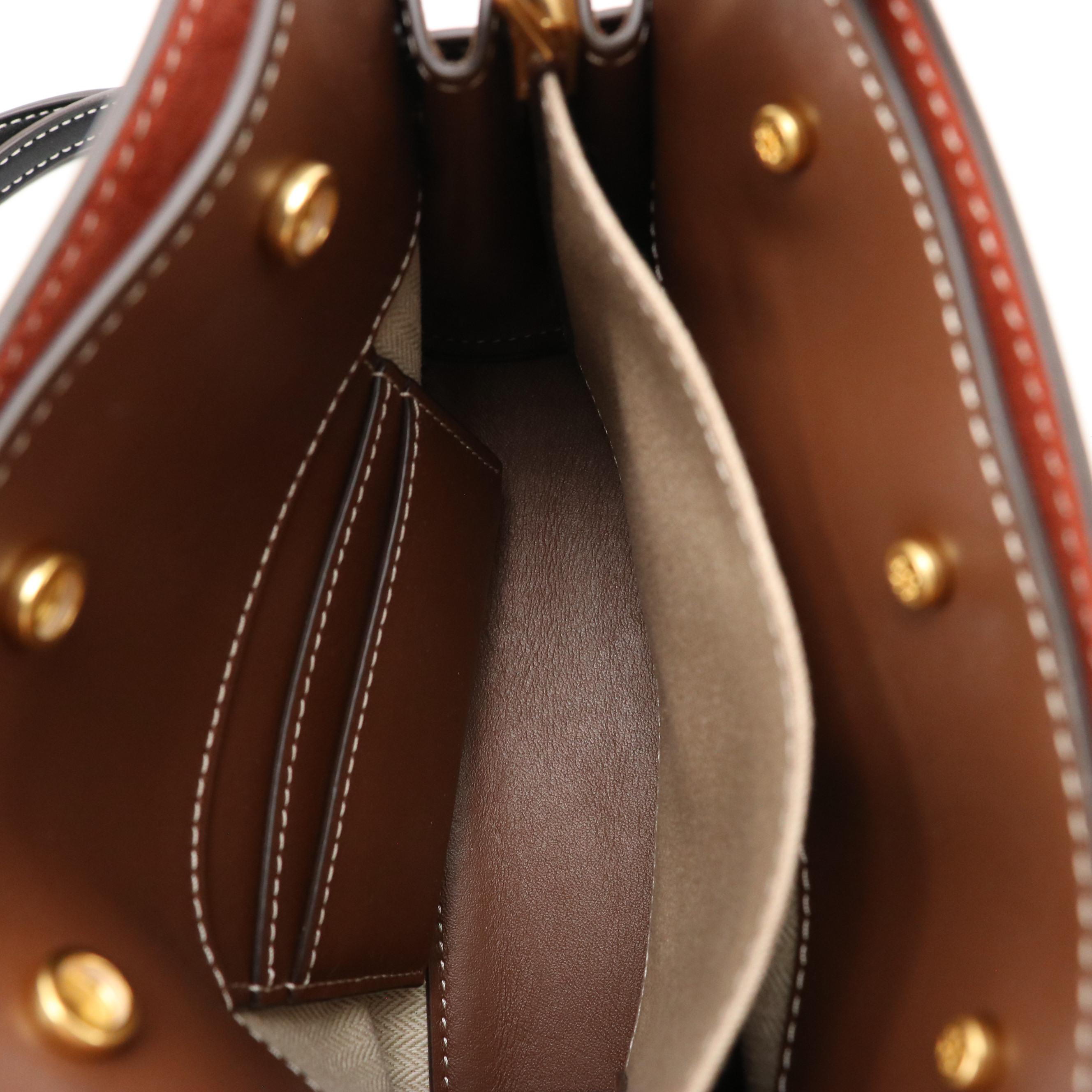 Tory Burch Petite Double Lee Radziwill Two-Way Bag in Black Leather & Suede