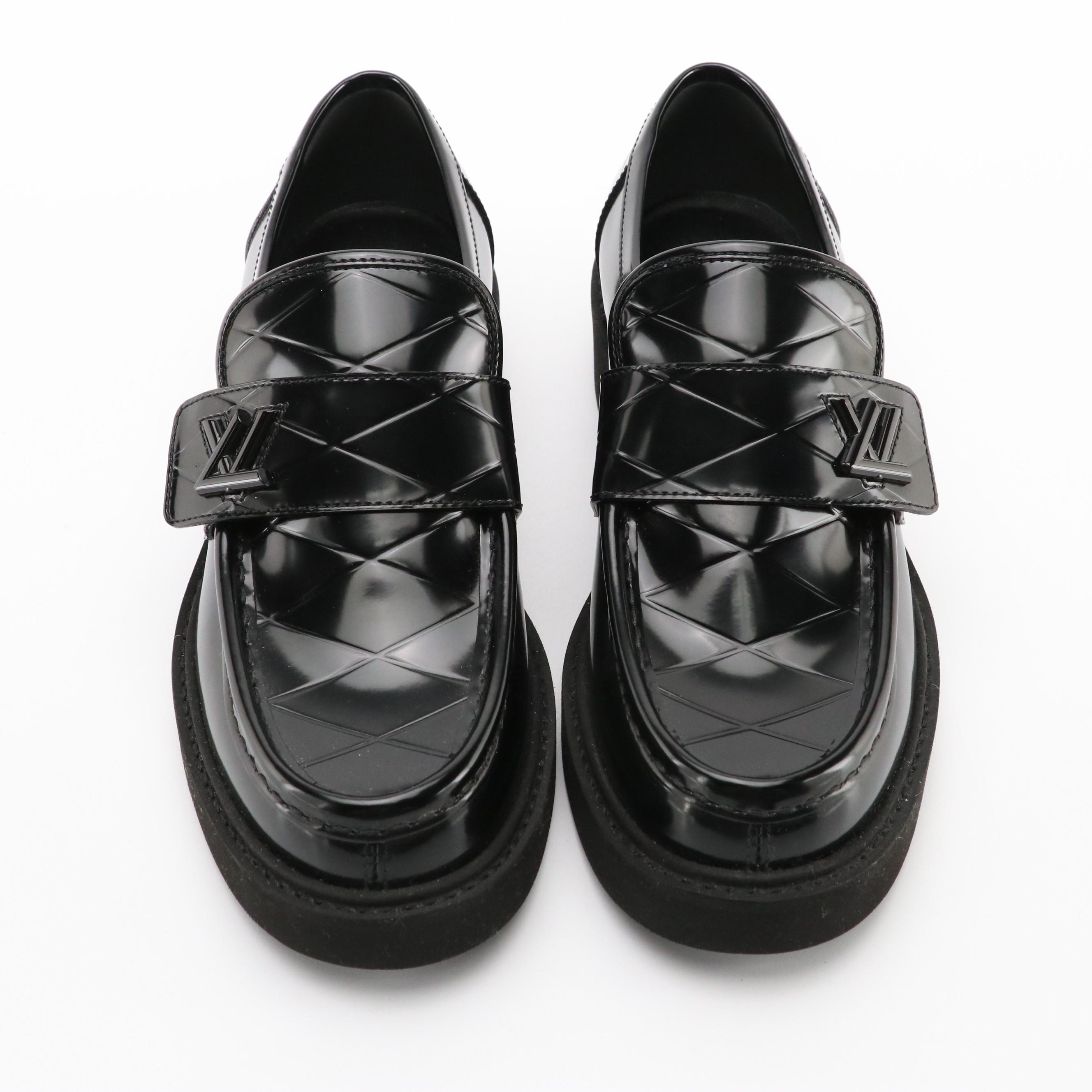 Louis Vuitton Academy Flat Loafer in Malletage Glazed Calfskin with Box