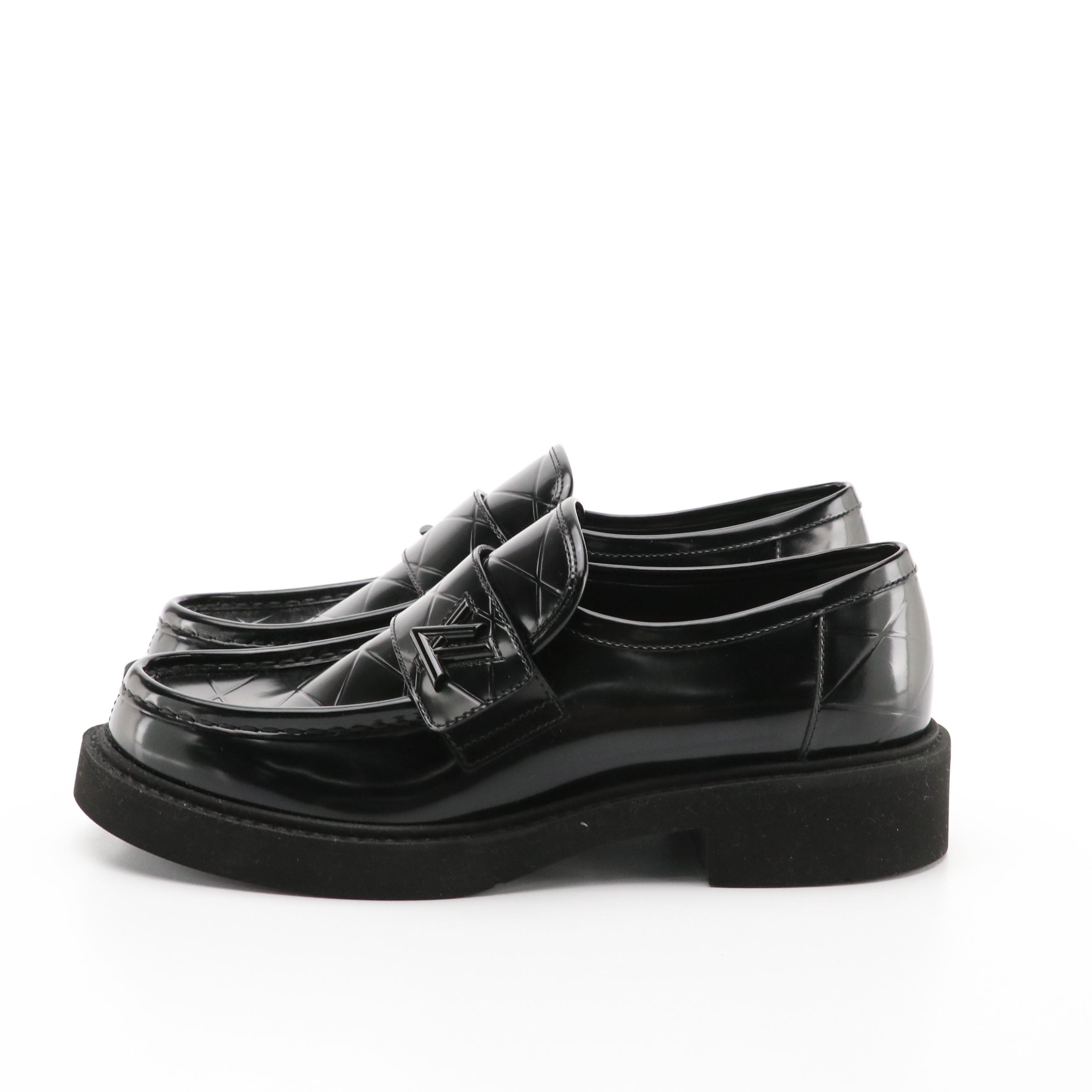 Louis Vuitton Academy Flat Loafer in Malletage Glazed Calfskin with Box