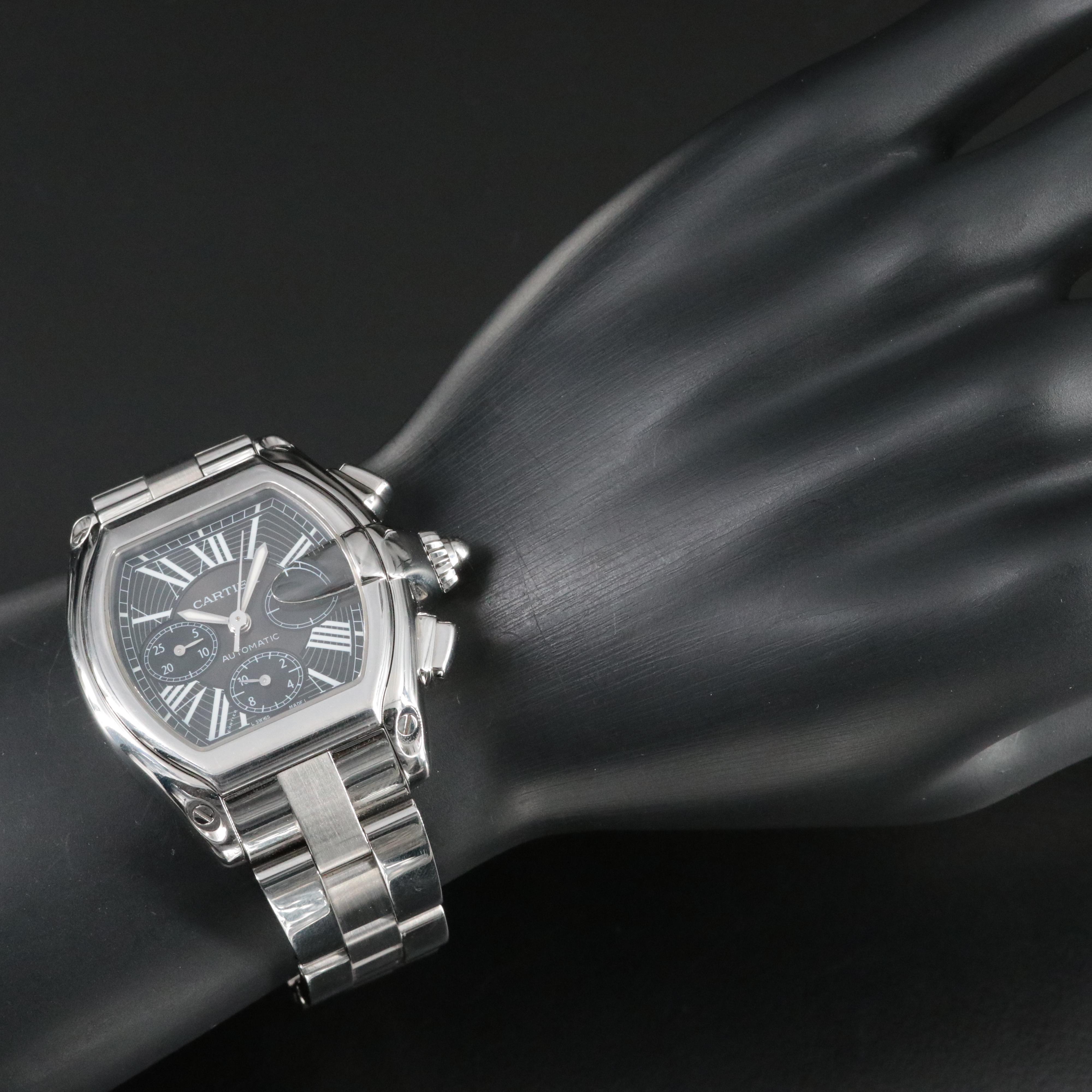 Cartier Roadster XL Chronograph W62020X6 Black 40mm Steel Automatic Watch