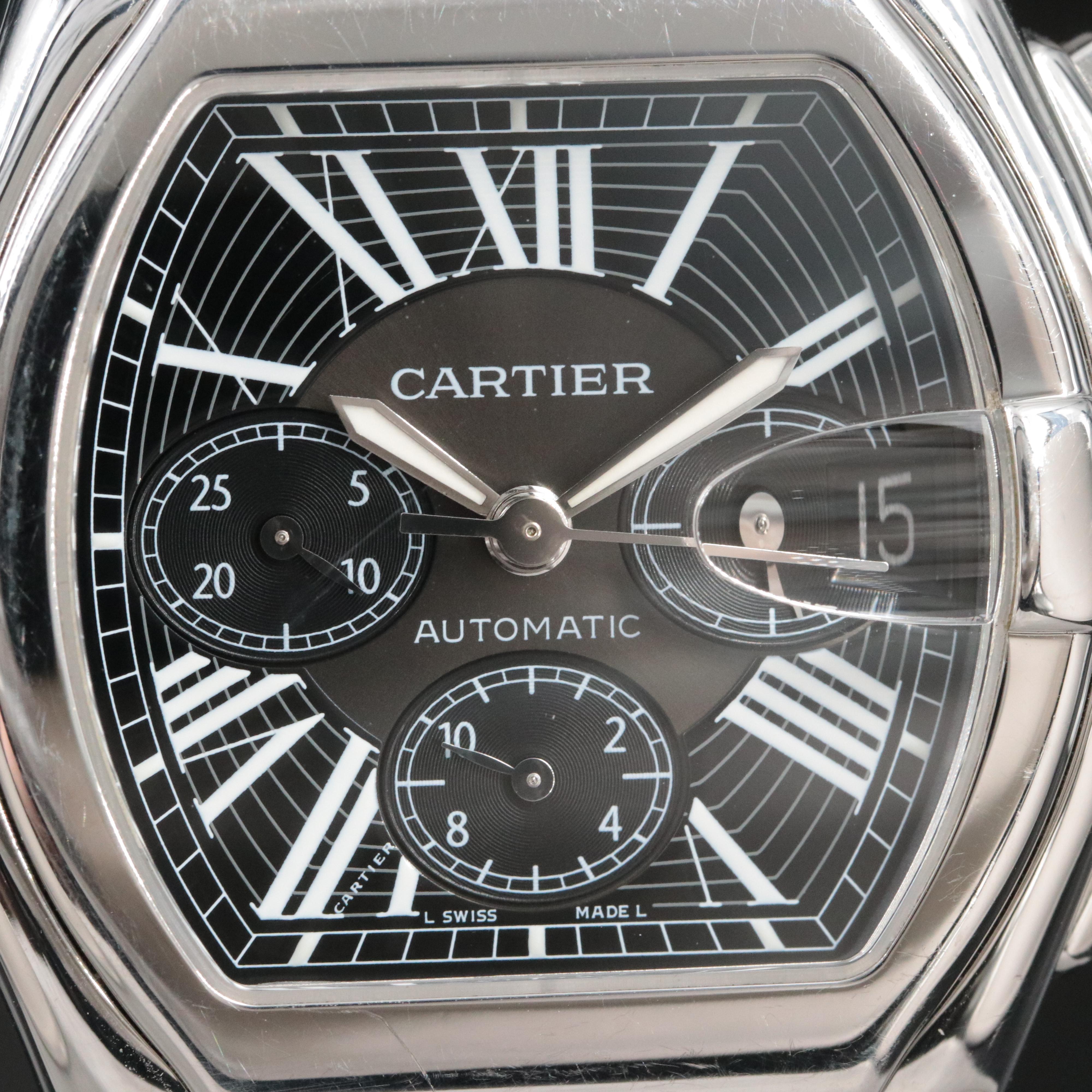 Cartier Roadster XL Chronograph W62020X6 Black 40mm Steel Automatic Watch