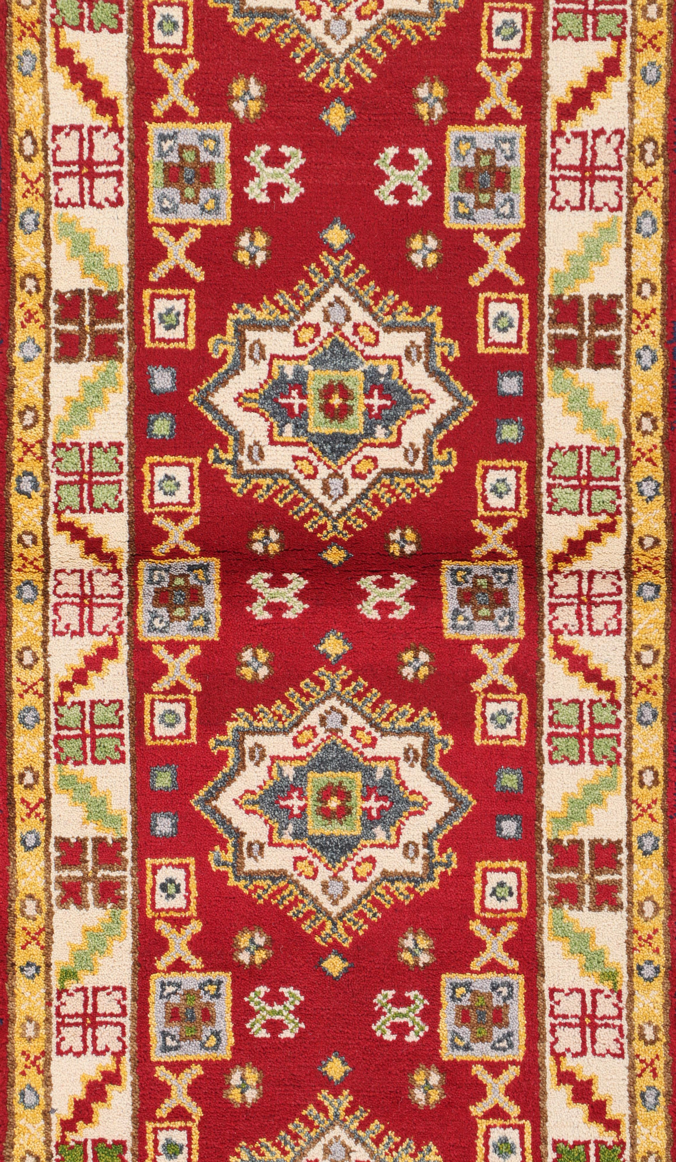 2'9 x 8'4 Hand-Knotted Afghan Kazak Carpet Runner