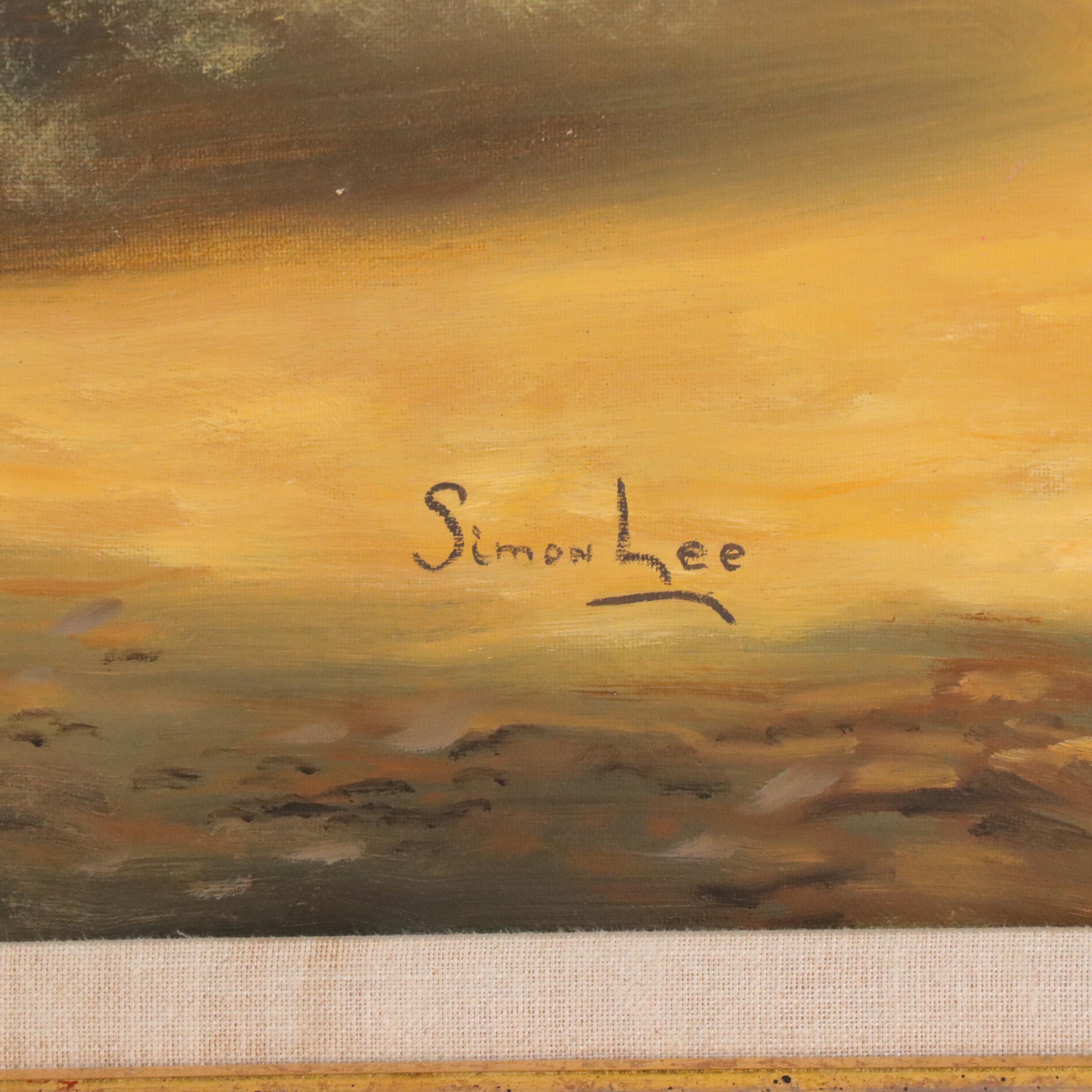 Simon Lee Scenic Oil Painting of Equestrians, Late 20th Century